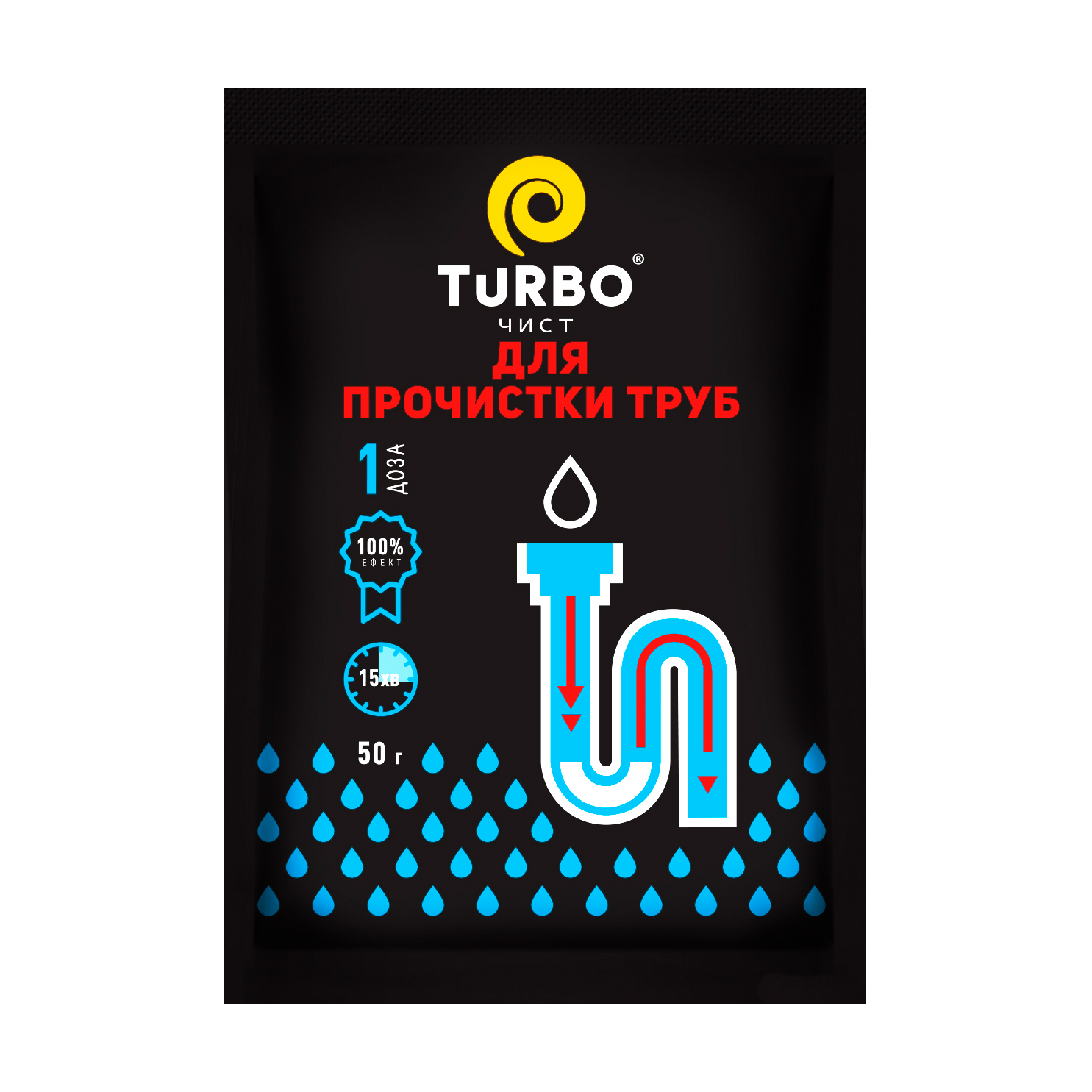 Гранули TURBOчист для прочистки каналізаційних труб, 50 г