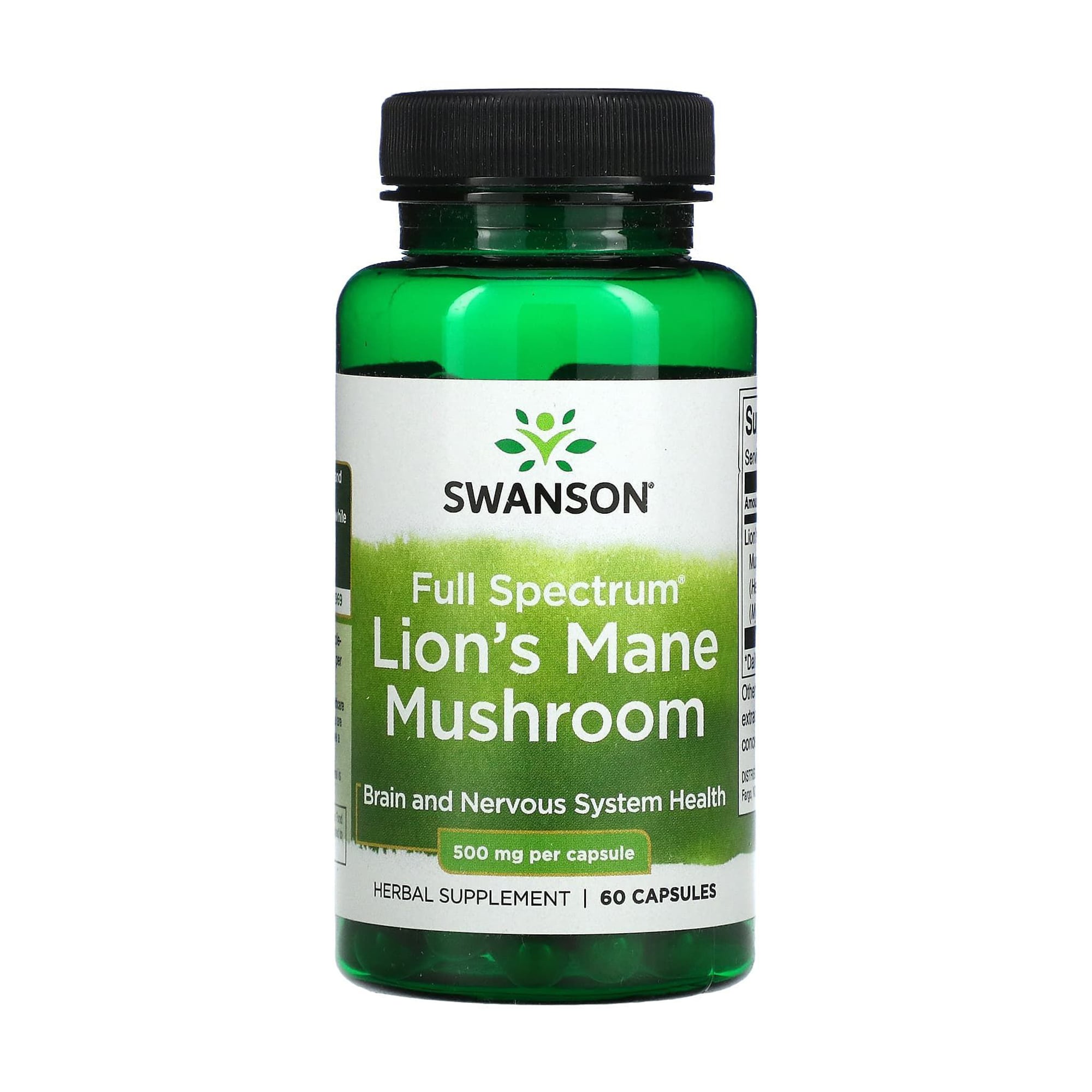Гриб левова грива Swanson Lion's Mane Mushroom 500 мг, 60 капсул