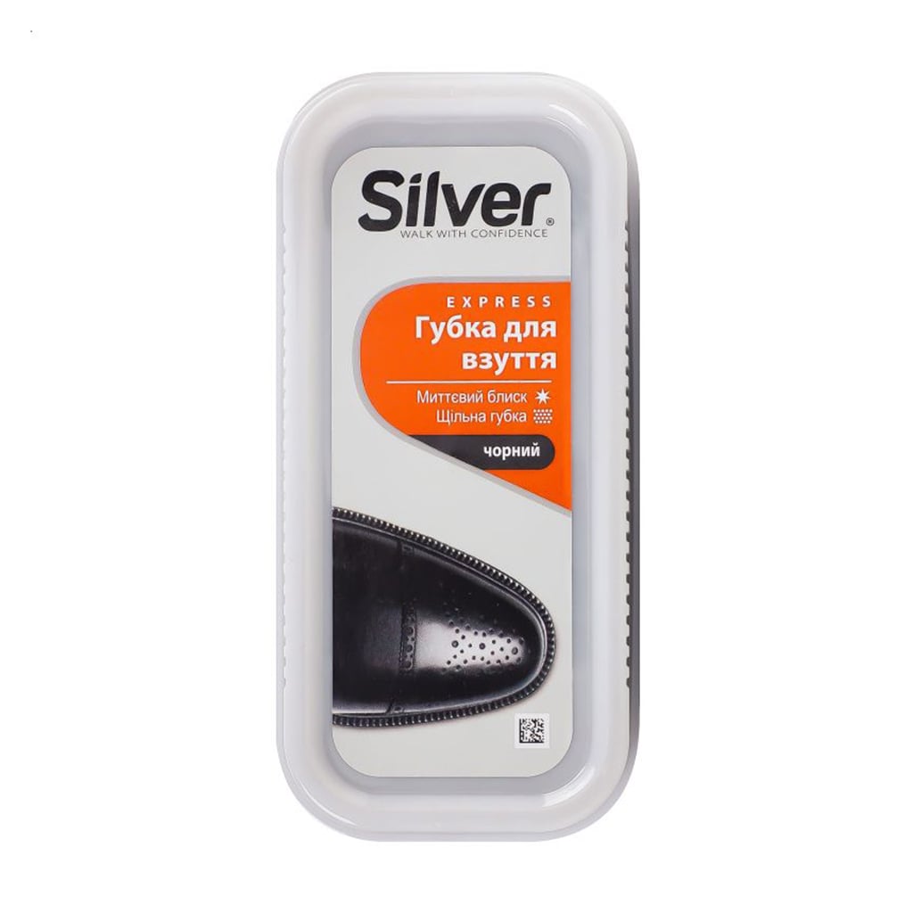 Губка-блиск для взуття Silver широка, чорна