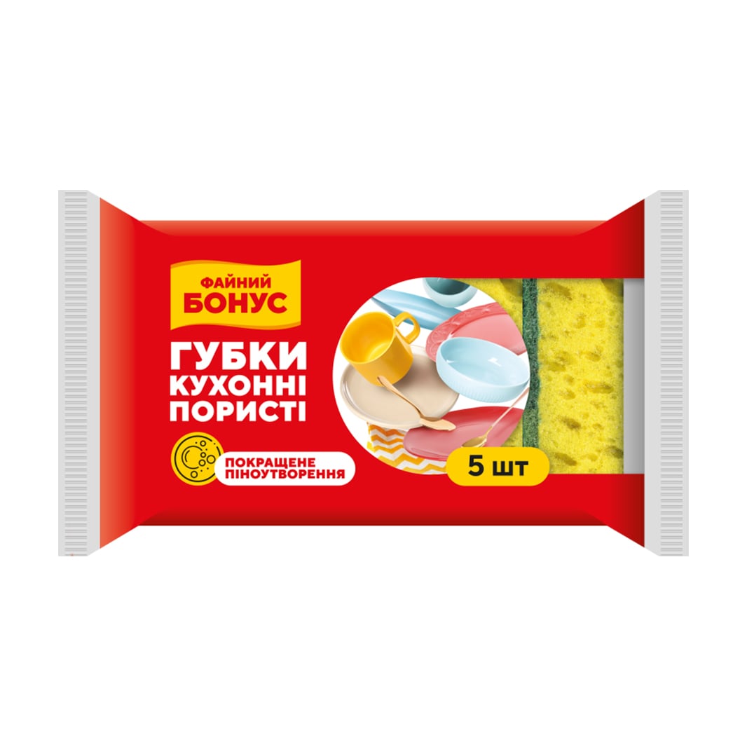 Губки кухонні Бонус Суперпіна, 87*56*28 мм, 5 шт