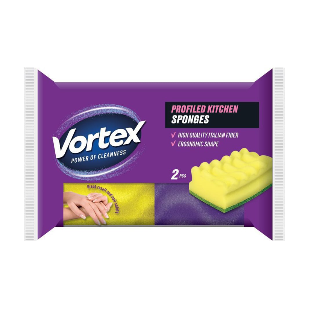 Губки кухонні Vortex Profiled &amp; Care профільовані, 2 шт