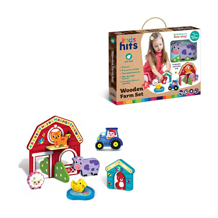 Іграшка дерев'яна Kids Hits Farm Set від 2 років, 34*25.5*3.3 см (KH20/008)