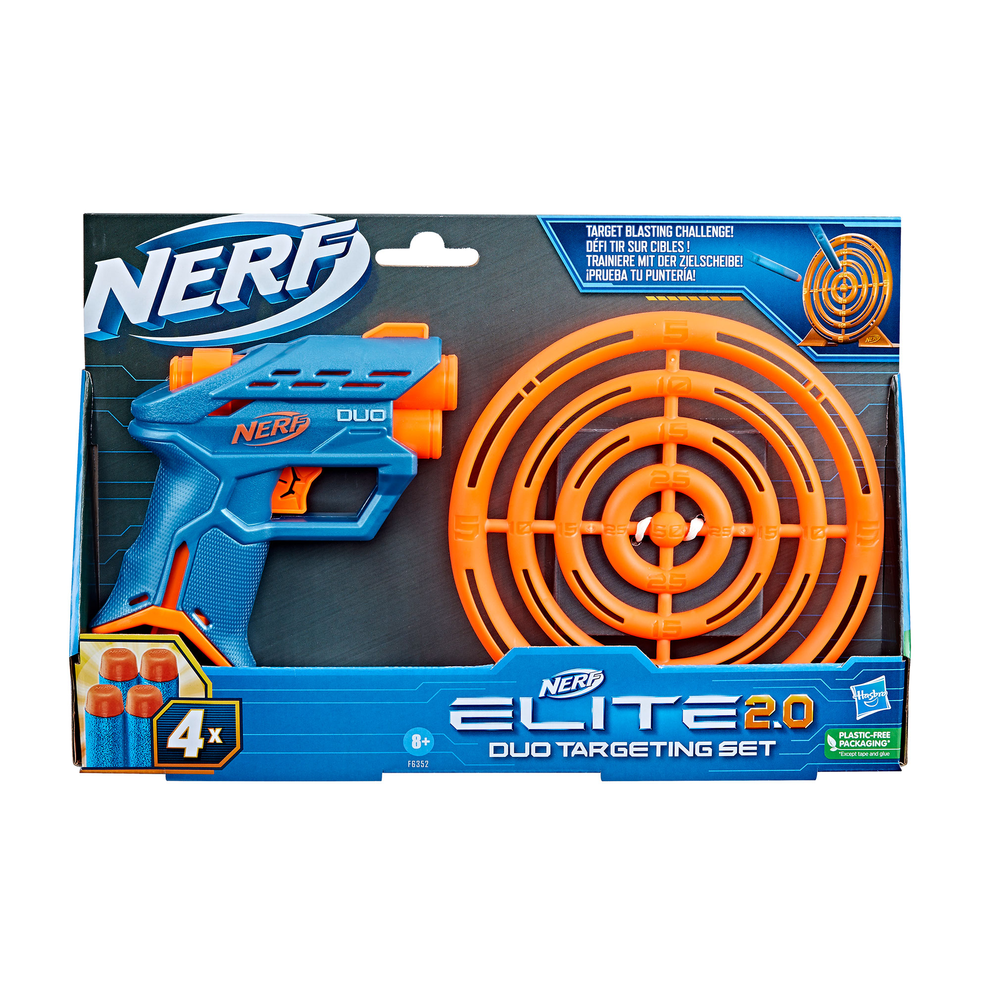 Іграшковий набір Nerf Elite 2.0 Duo DS-2 з бластером та мішеню, 30.5*4.1*20.5  см, від 8 років, 4 стріли (F6352)