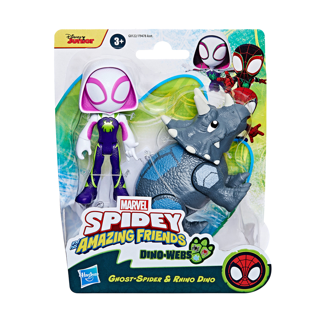 Ігрові фігурки Marvel Toys Ghost-Spider &amp; Rhino Dino, від 3 років, 10.16 см, 2 шт (F9478/G0122)
