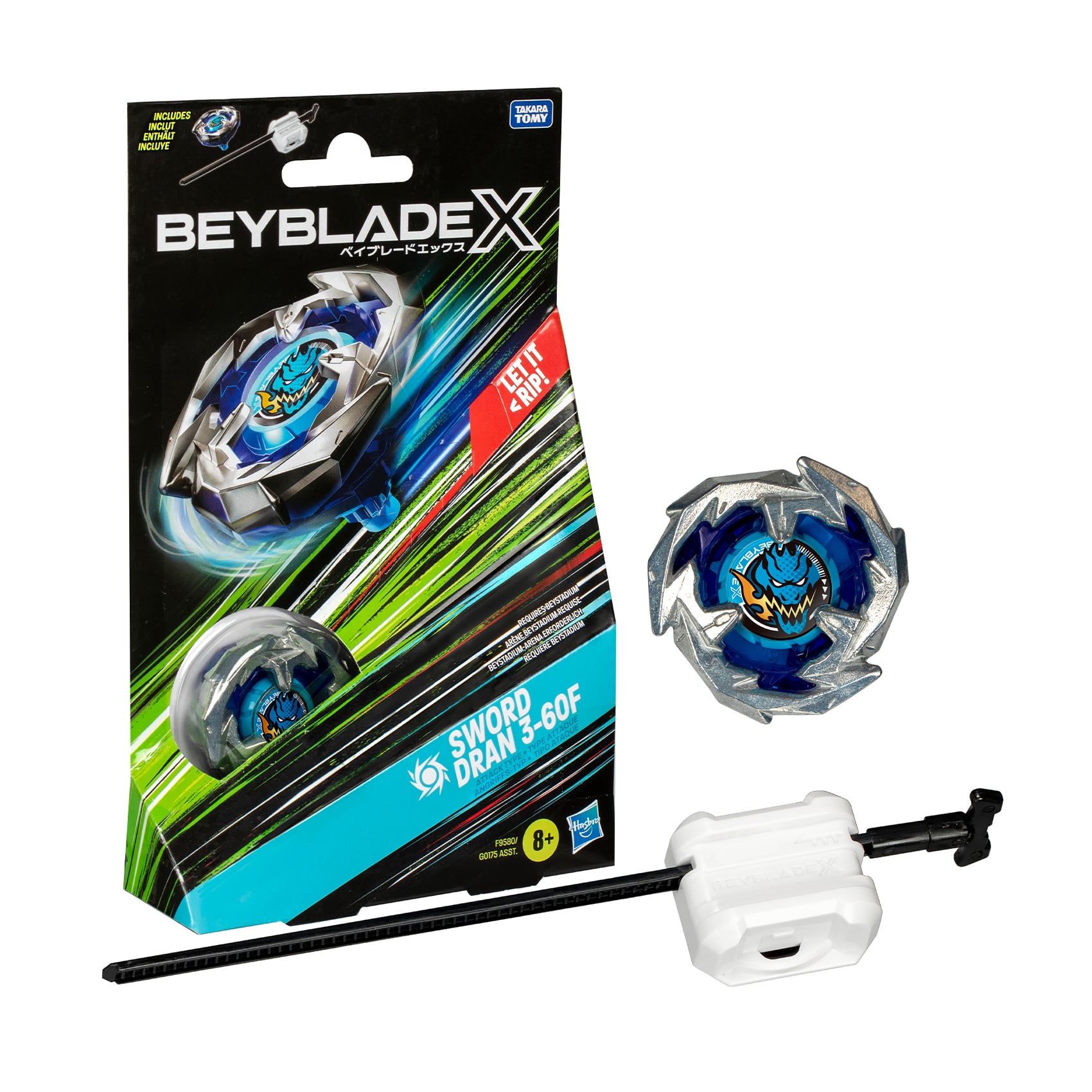 Ігровий набір Beyblade X Sword Dran Дзиґа з пусковим пристроєм, від 8 років, 20*3.81*12.7 см (G0175/F9580)