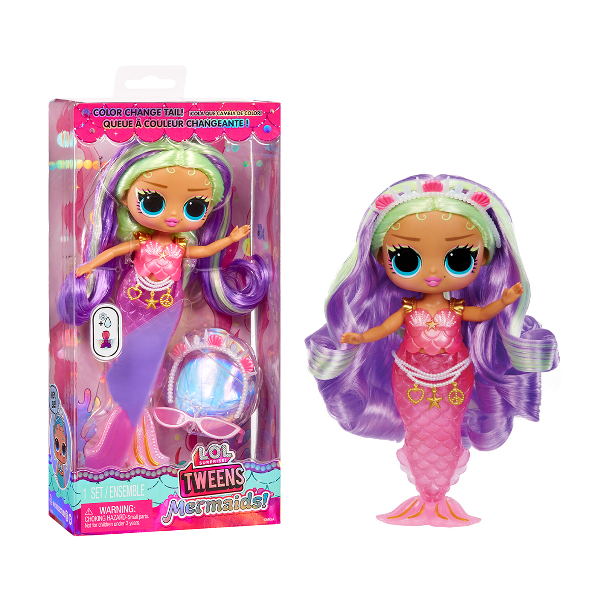 Ігровий набір з лялькою L.O.L. Surprise! серії Tweens Mermaids! Клео Коув, з аксесуарами, 6.35*12.7*25.4 см, від 3 років, 5 елементів (510437)