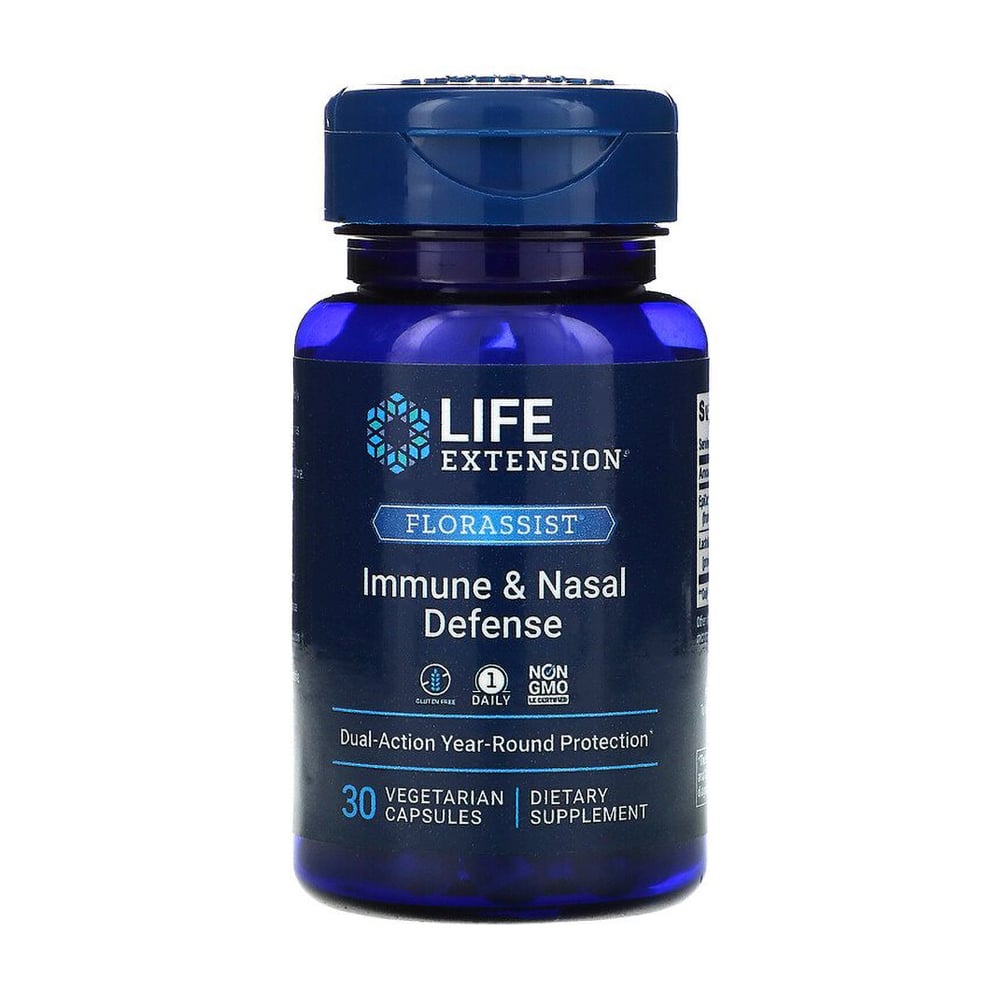 Імунний захист та легке дихання Life Extension Florassist Immune &amp; Nasal Defense, 30 вегетаріанських капсул