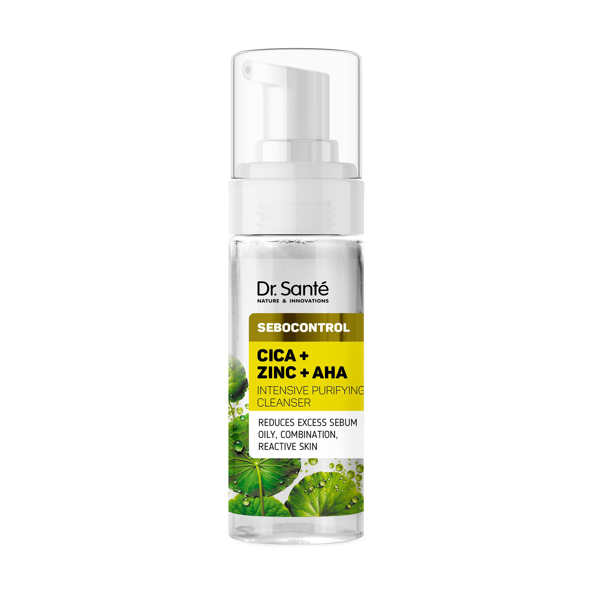Інтенсивна очищувальна пінка для обличчя Dr. Sante Sebocontrol Cica + Zinc + AHA Intensive Purifying Cleanser, 150 мл