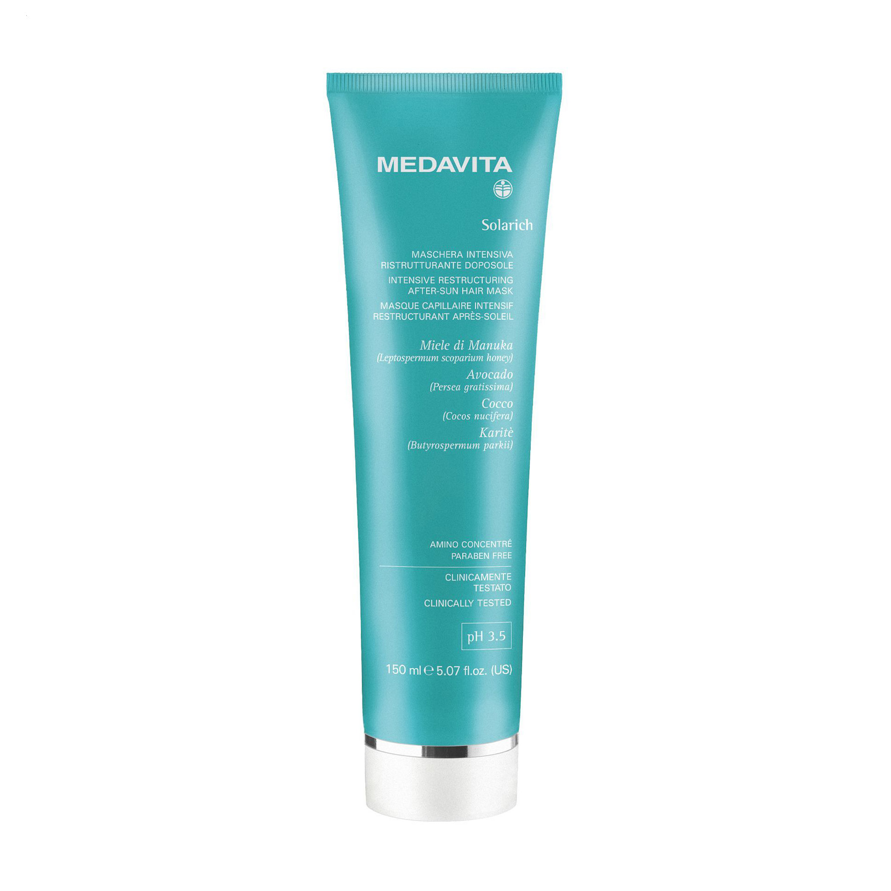 Інтенсивна відновлювальна маска для волосся Medavita Solarich Intensive Restructuring After-Sun Hair Mask після перебування на сонці, 150 мл