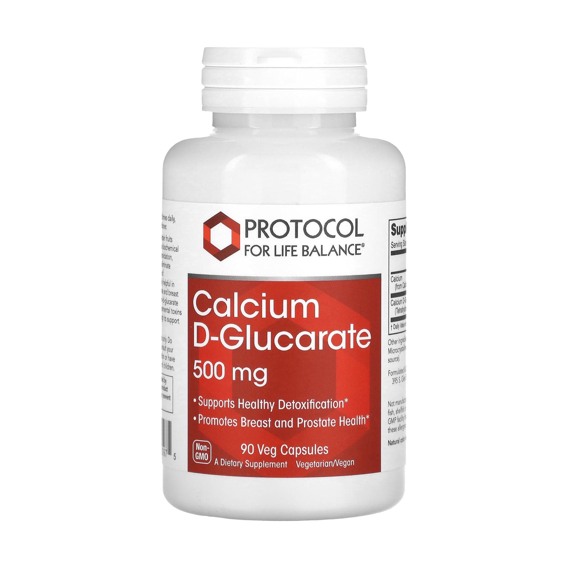 Кальцій Д-глюкарат Protocol For Life Balance Calcium D-Glucarate 500 мг, 90 веганських капсул