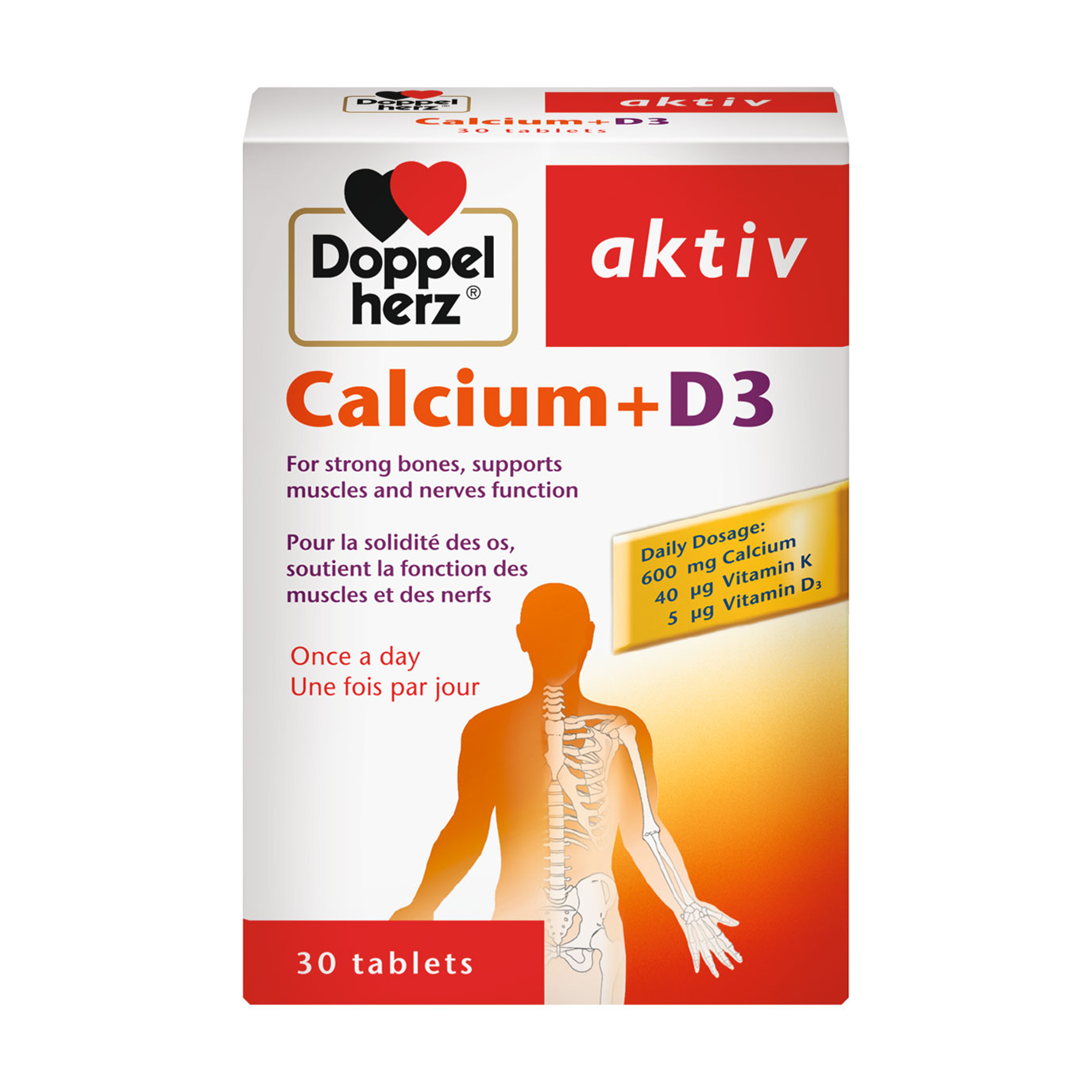 Кальцій + Д3 Doppel Herz Aktiv Calcium + D3, 30 таблеток