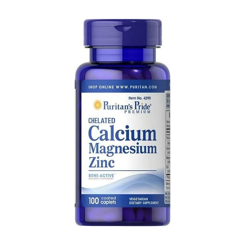 Кальцій, магній, цинк Puritan's Pride Chelated Calcium Magnesium Zinс, 100 каплетів