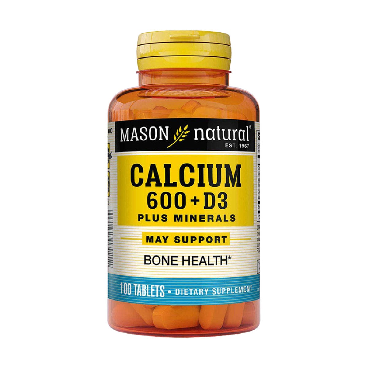 Кальцій та Д3 Mason Natural Calcium 600 mg + Vitamin D3 Plus Minerals, 100 таблеток
