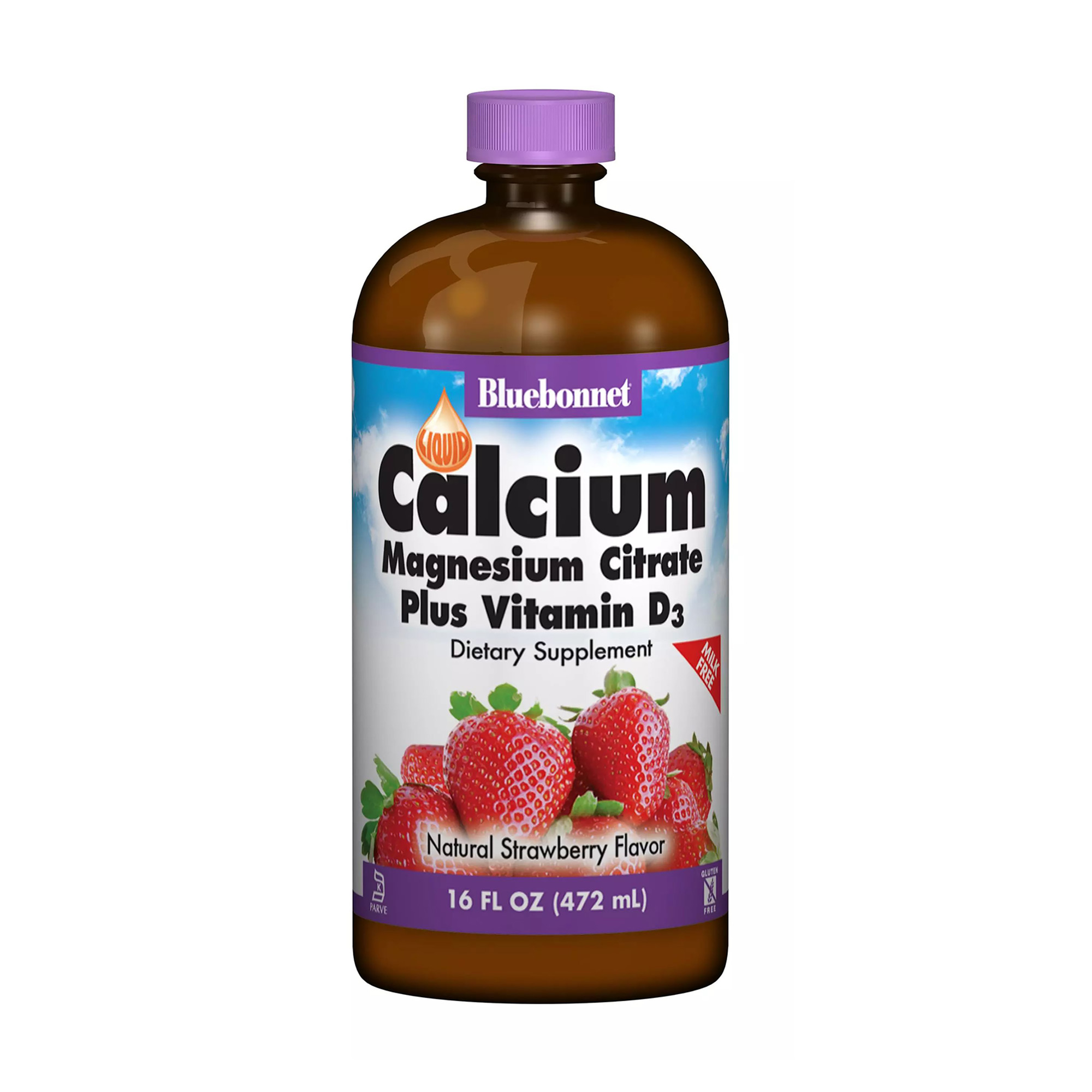 Кальцій, цитрат магнію, вітамін Д3 Bluebonnet Nutrition Calcium, Magnesium Citrate Plus Vitamin D3 зі смаком полуниці, в рідині, 472 мл