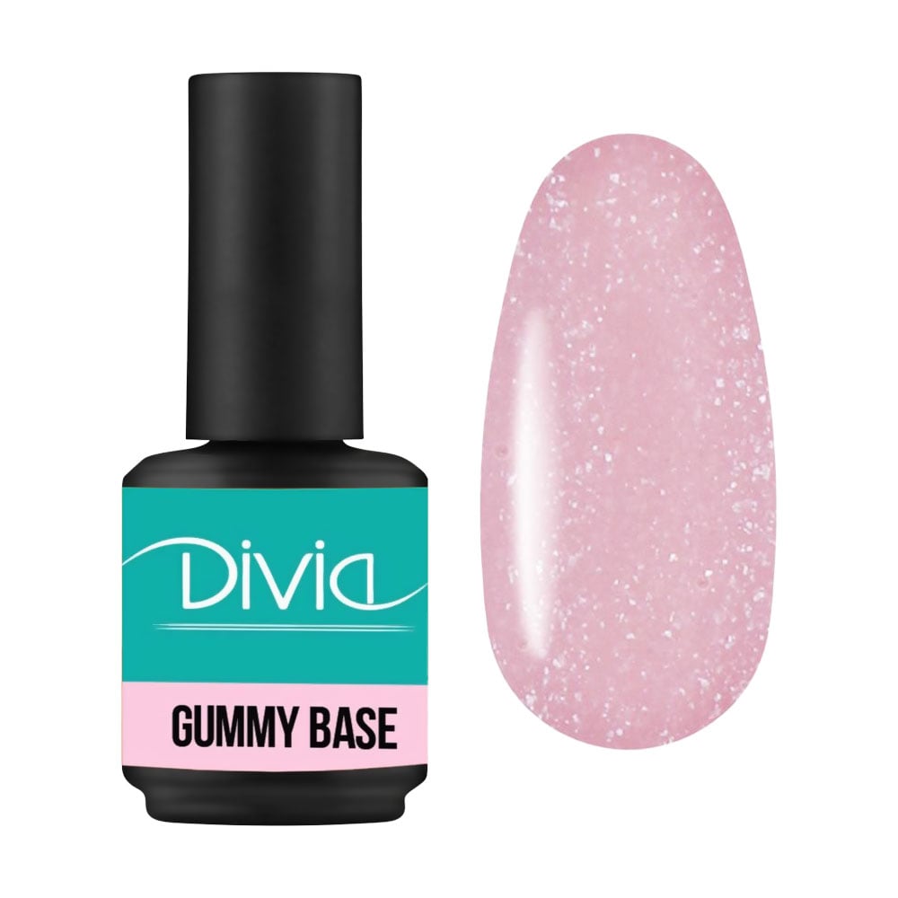 Камуфлювальна база для гель-лаку Divia Gummy Base GB1507 Natural Shimmer Pink, 15 мл
