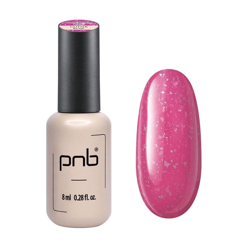 Камуфлювальна каучукова база для гель-лаку PNB UV/LED Camouflage Base, Glitter Rose, 8 мл