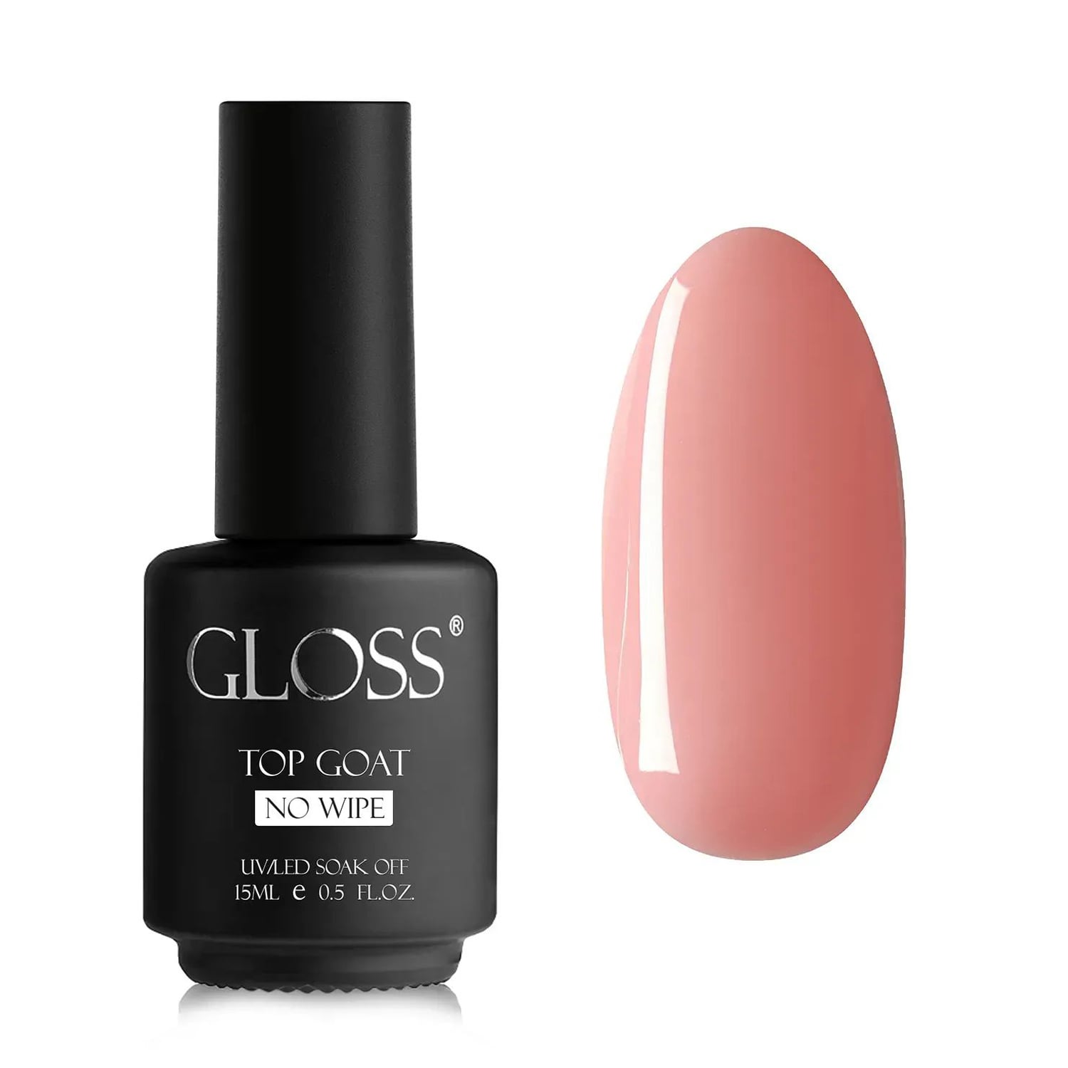 Камуфлювальний топ для гель-лаку Gloss Top Coat No Wipe без липкого шару, Neutral, 15 мл