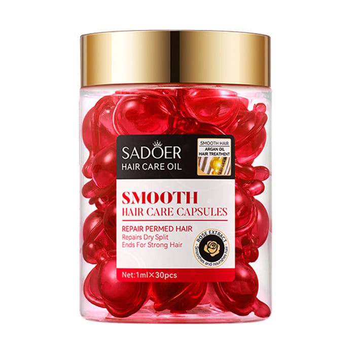 Капсули для блиску та гладкості волосся Sadoer Argan Oil Rose Smooth Hair Care Capsules з аргановою олією та трояндою, 30*1 мл