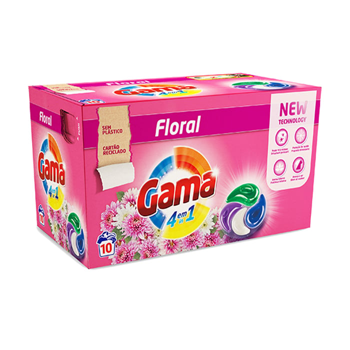 Капсули для прання 4 в 1 Gama Floral, 10 циклів прання, 10 шт