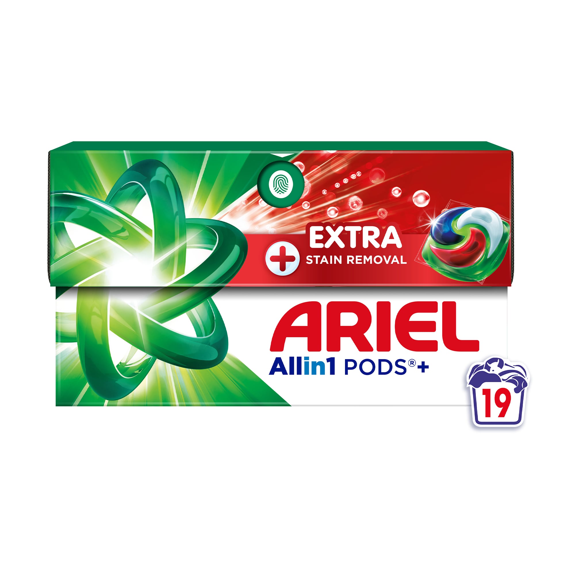 Капсули для прання ARIEL Pods+ All-in-1 Extra Stain Removal Все-в-1, Екстрасила виведення плям, 19 циклів прання, 19 шт