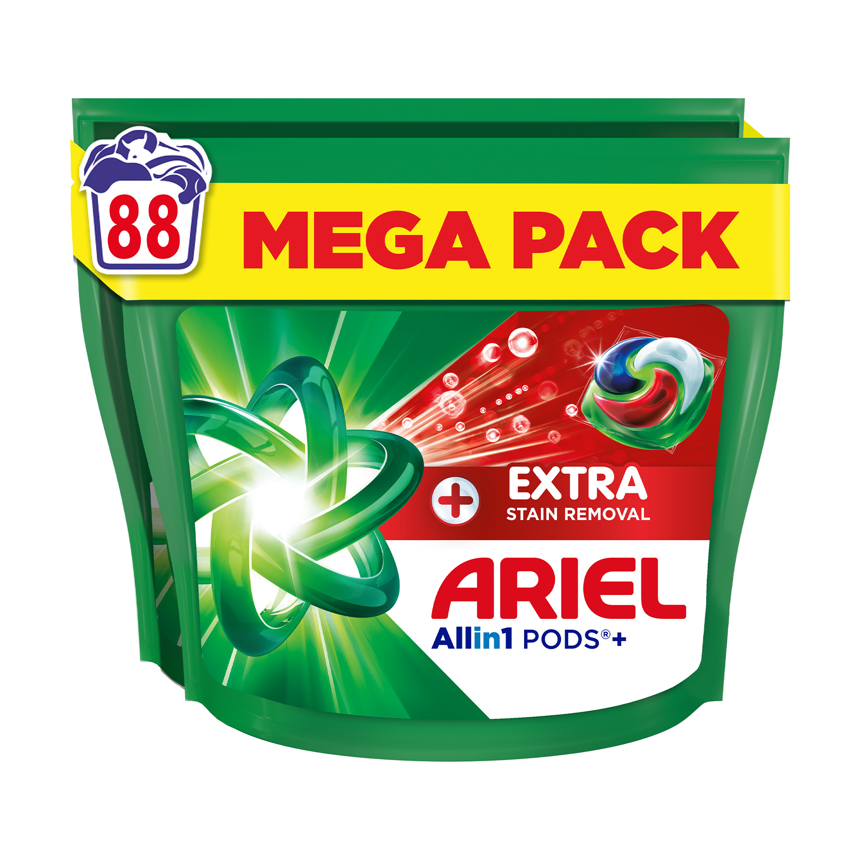 Капсули для прання ARIEL Pods+ All-in-1 Extra Stain Removal Все-в-1, Екстрасила виведення плям, 88 циклів прання, 88 шт