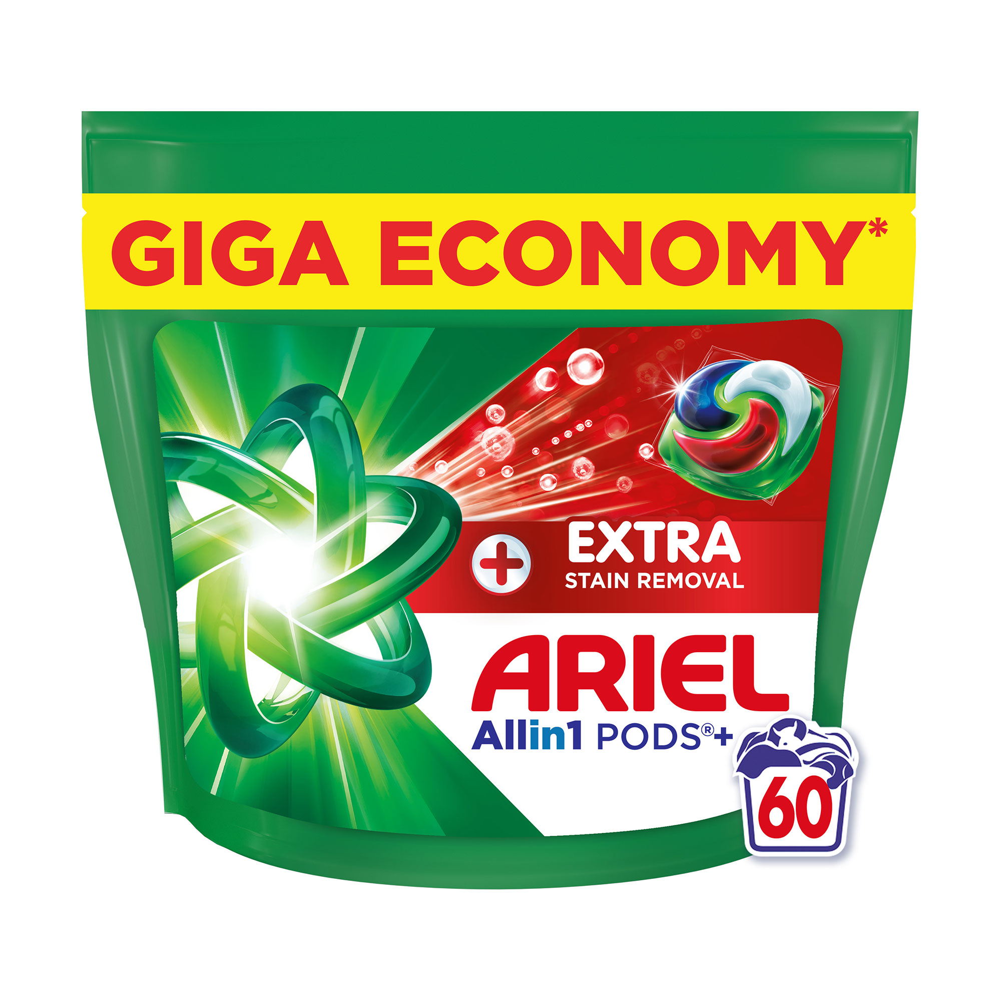 Капсули для прання ARIEL Pods+ All-in-1 Extra Stain Removal Все-в-1, Екстрасила виведення плям, 60 циклів прання, 60 шт