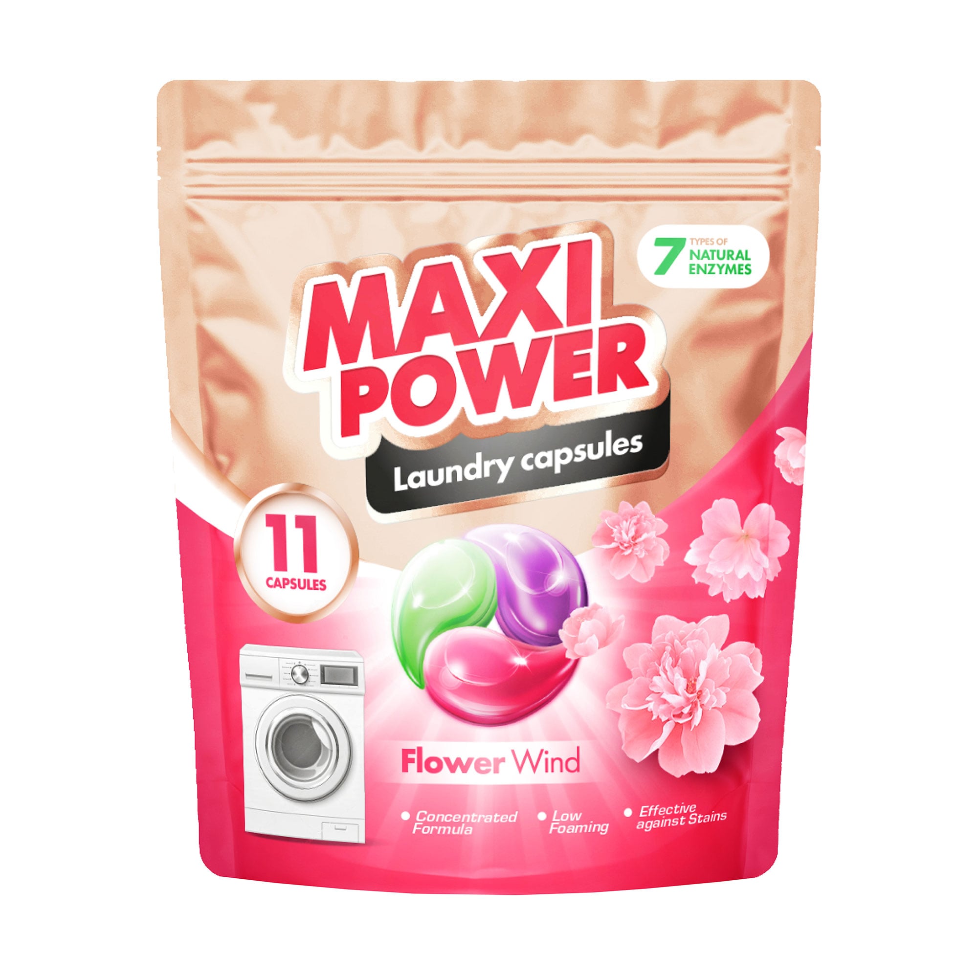 Капсули для прання Maxi Power Flower Wind, 11 циклів прання, 11 шт