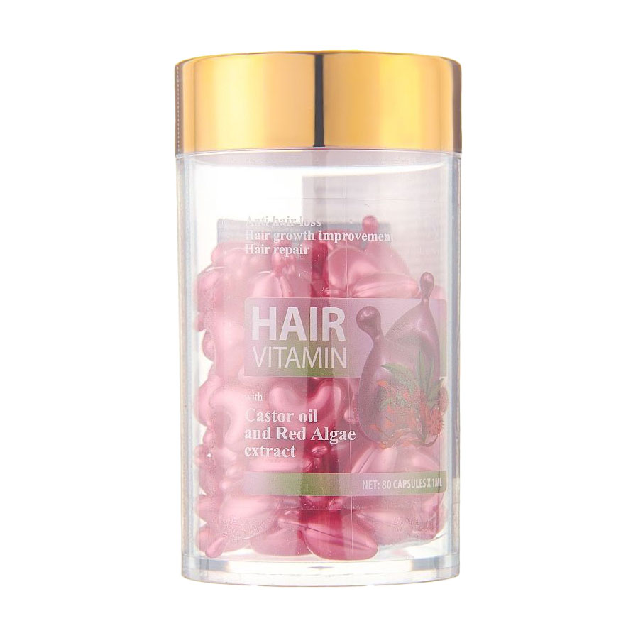 Капсули LeNika Hair Vitamin проти випадіння та для росту волосся, з рициновою олією та екстрактом червоних водоростей, 40*1 мл