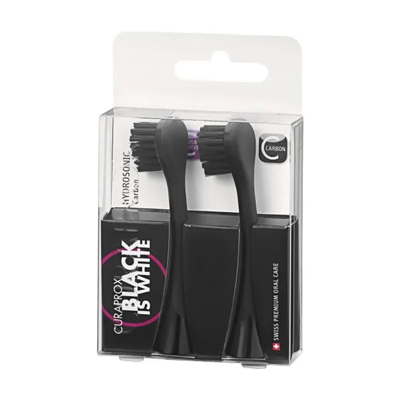 Карбонові насадки для звукової зубної щітки Curaprox Hydrosonic Black Is White, 2 шт