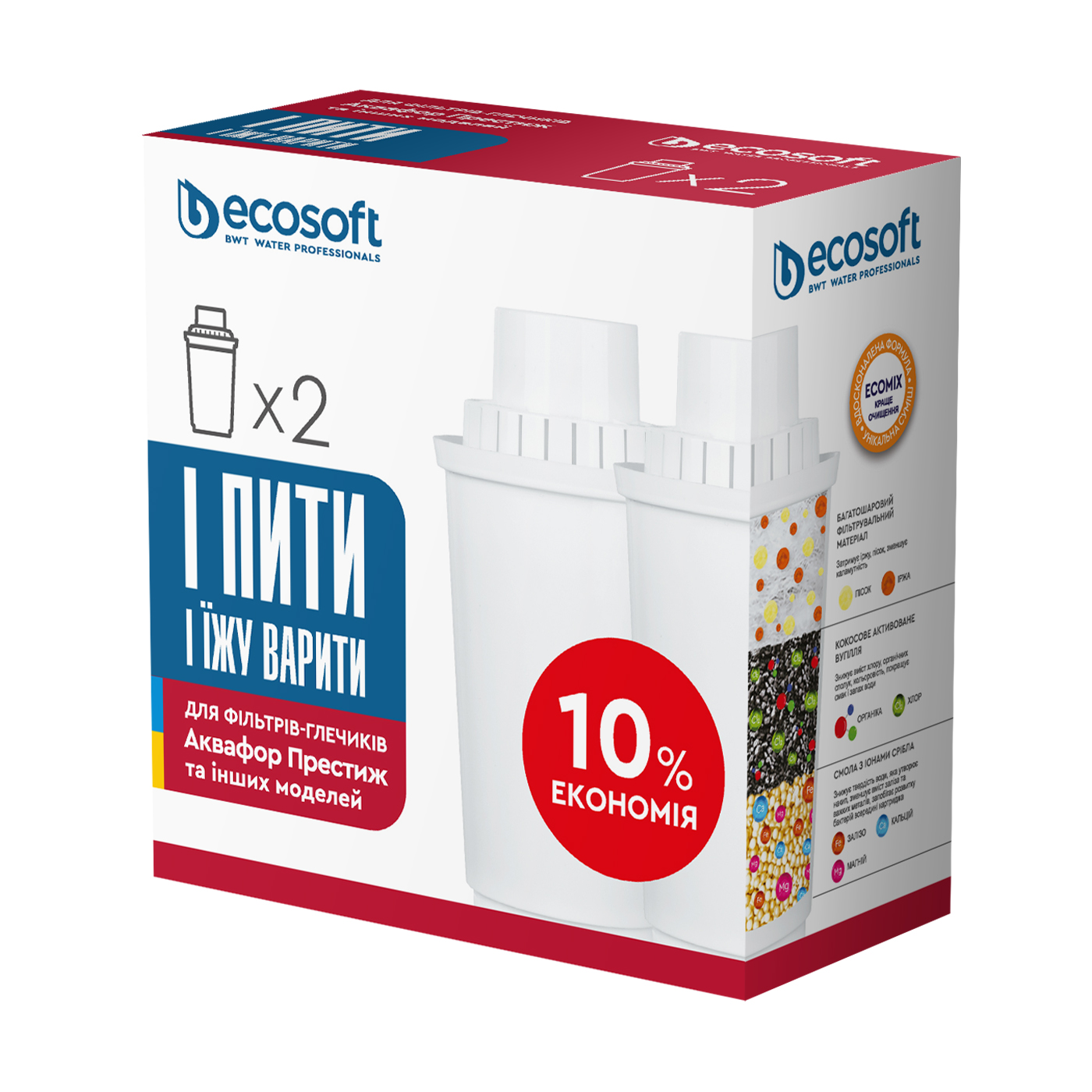 Картридж для фільтрів-глечиків Ecosoft Аквафор, 2 шт