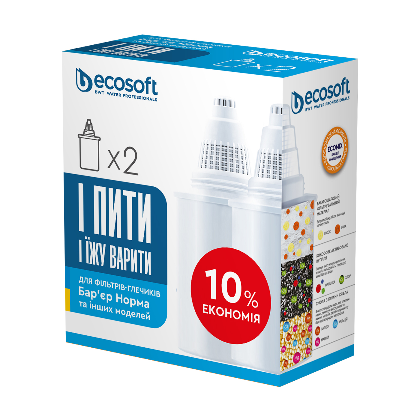 Картридж для фільтрів-глечиків Ecosoft Бар'єр, 2 шт