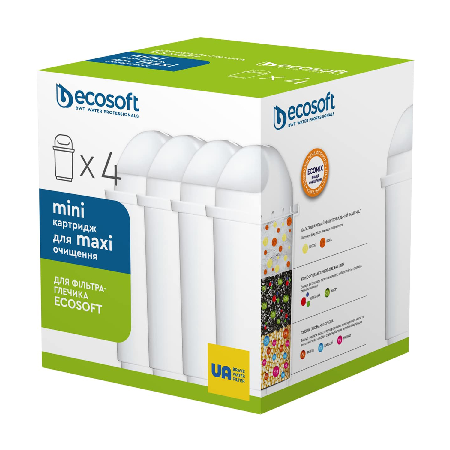 Картридж для фільтрів-глечиків Ecosoft Покращений, 4 шт