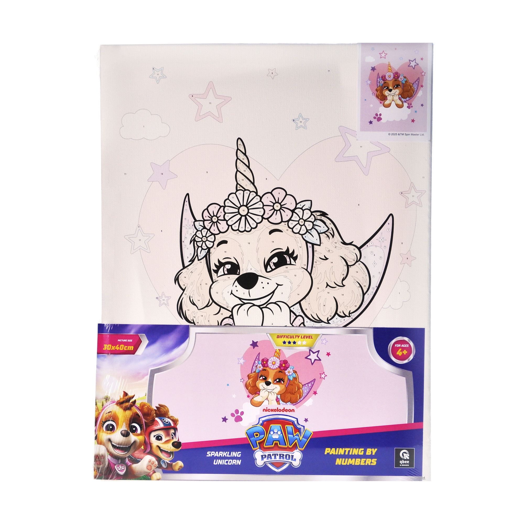 Картина за номерами Qbee Щенячий патруль: Блискуча Єдиноріжка, 30*40 см (QB914-010)