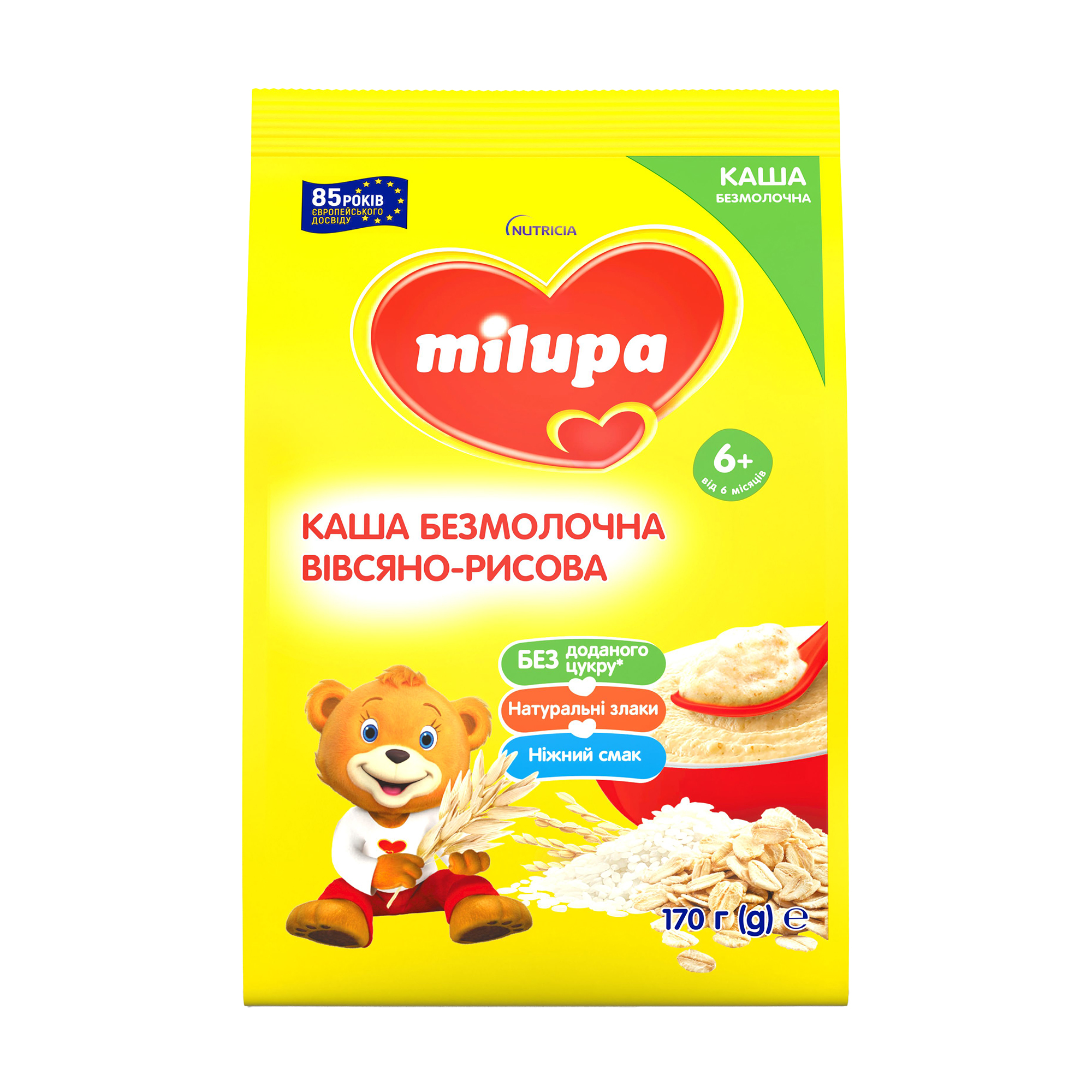 Каша безмолочна суха швидкорозчинна Milupa Вівсяно-рисова, від 6 місяців, 170 г