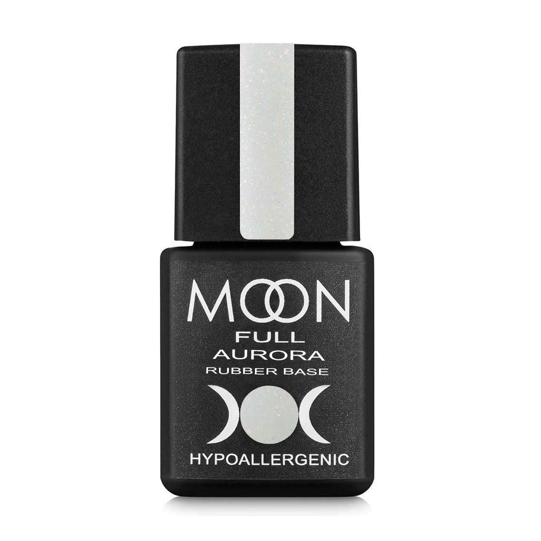 Каучукова база для гель-лаку Moon Full Aurora Rubber Base 2003 Молочний з дрібним шимером, 8 мл