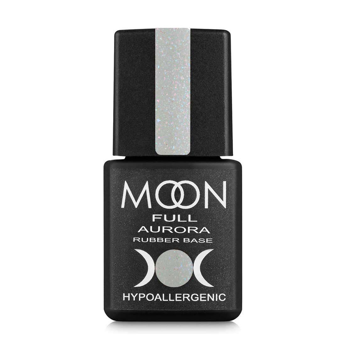 Каучукова база для гель-лаку Moon Full Aurora Rubber Base 2004 Світло-сірий з дрібним шимером, 8 мл