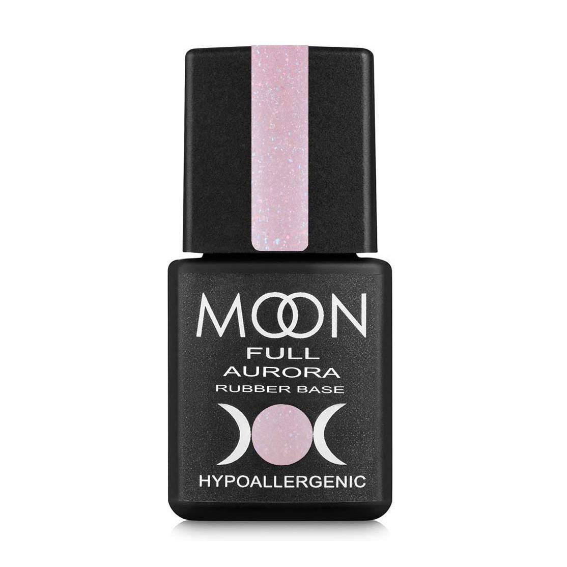 Каучукова база для гель-лаку Moon Full Aurora Rubber Base 2006 Світло-рожевий з дрібним шимером, 8 мл
