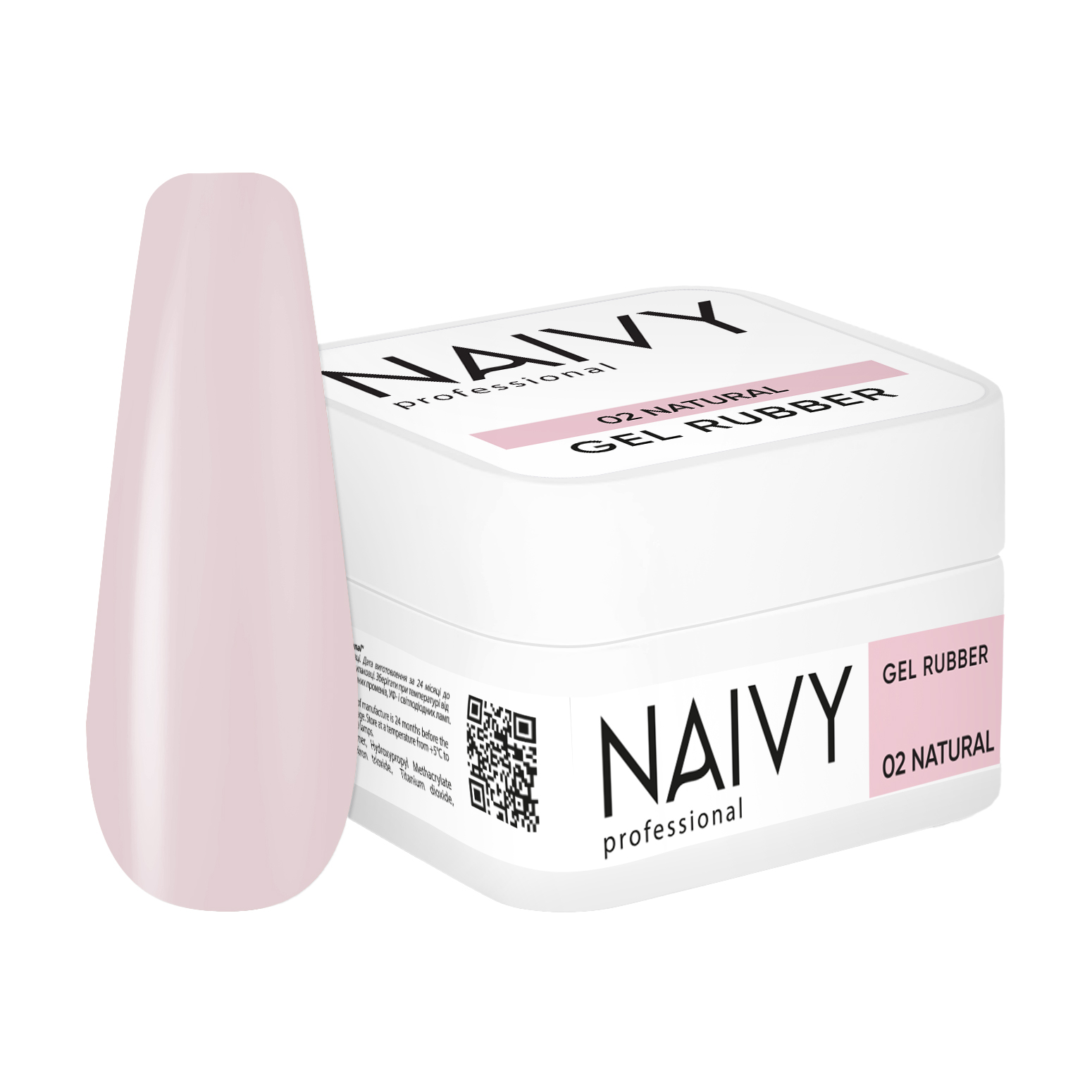 Каучукова кольорова база для гель-лаку Naivy Professional Gel Rubber 02 Natural, 30 мл