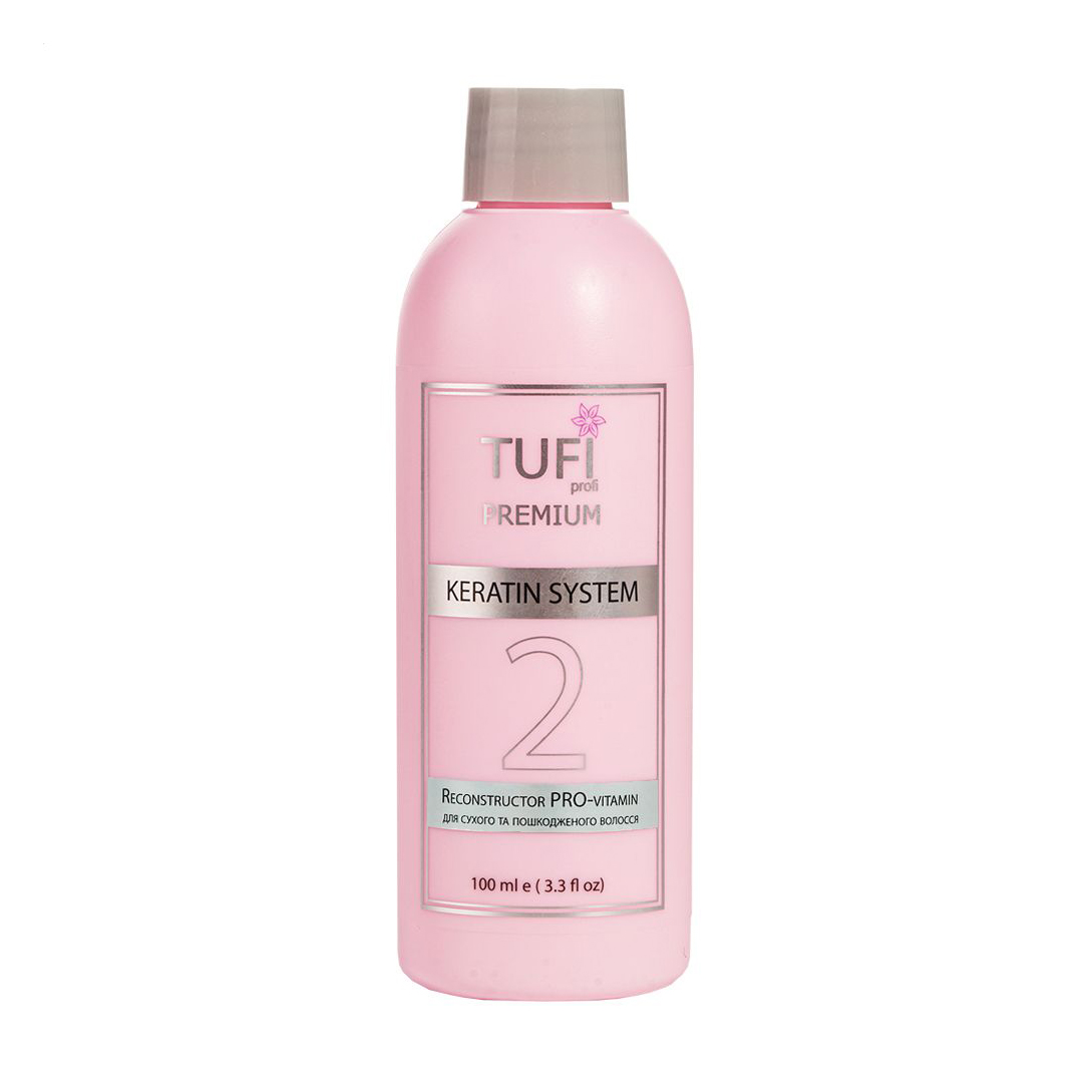 Кератин Tufi profi Premium Reconstructor Pro-vitamin для сухого та пошкодженого волосся, 100 мл