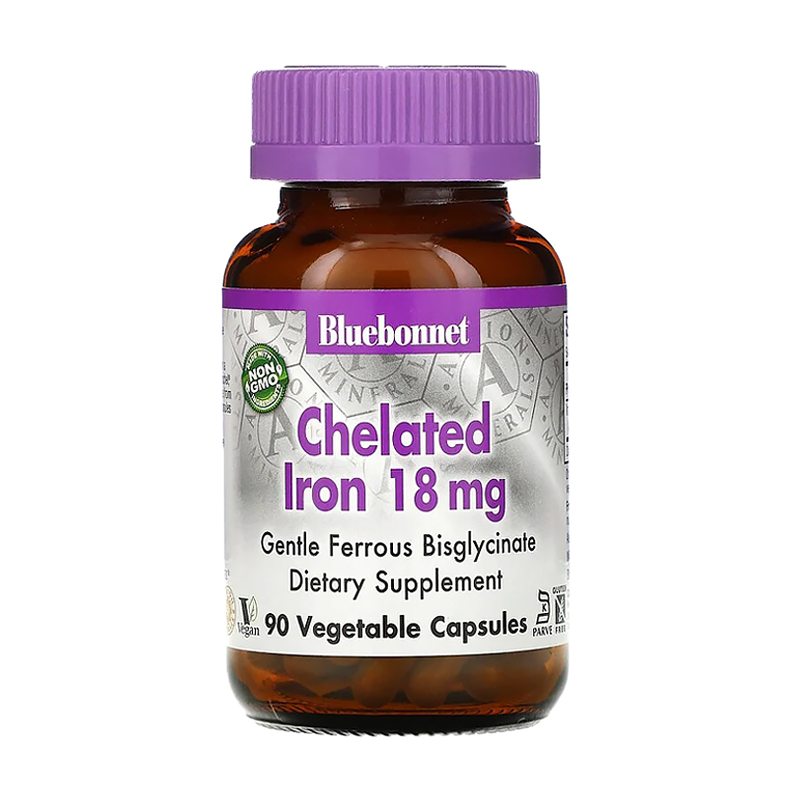 Хелатне залізо Bluebonnet Nutrition Chelated Iron 18 мг, 90 капсул