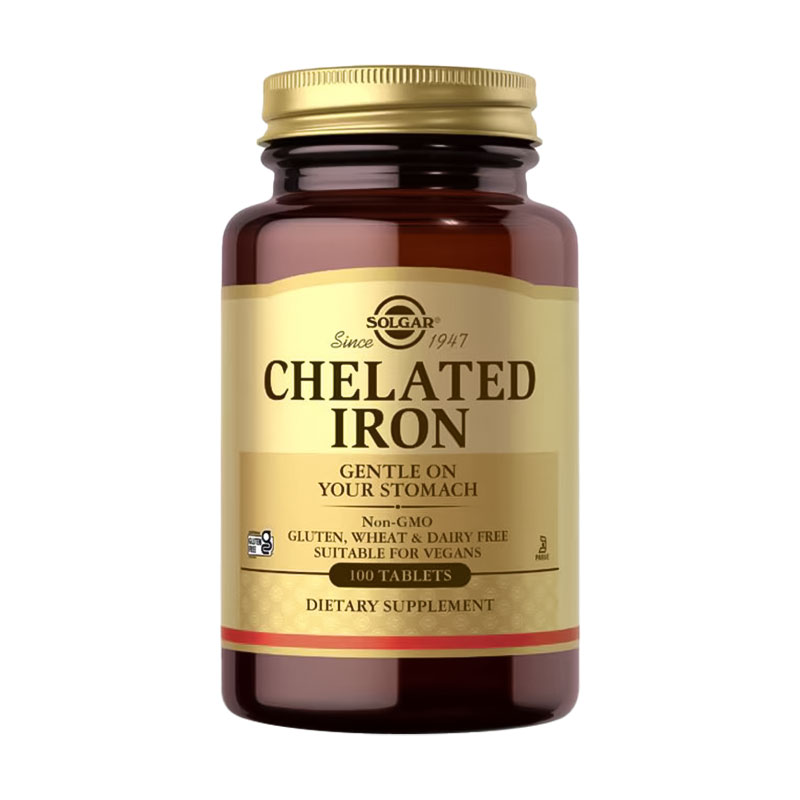 Хелатне залізо Solgar Chelated Iron, 100 таблеток