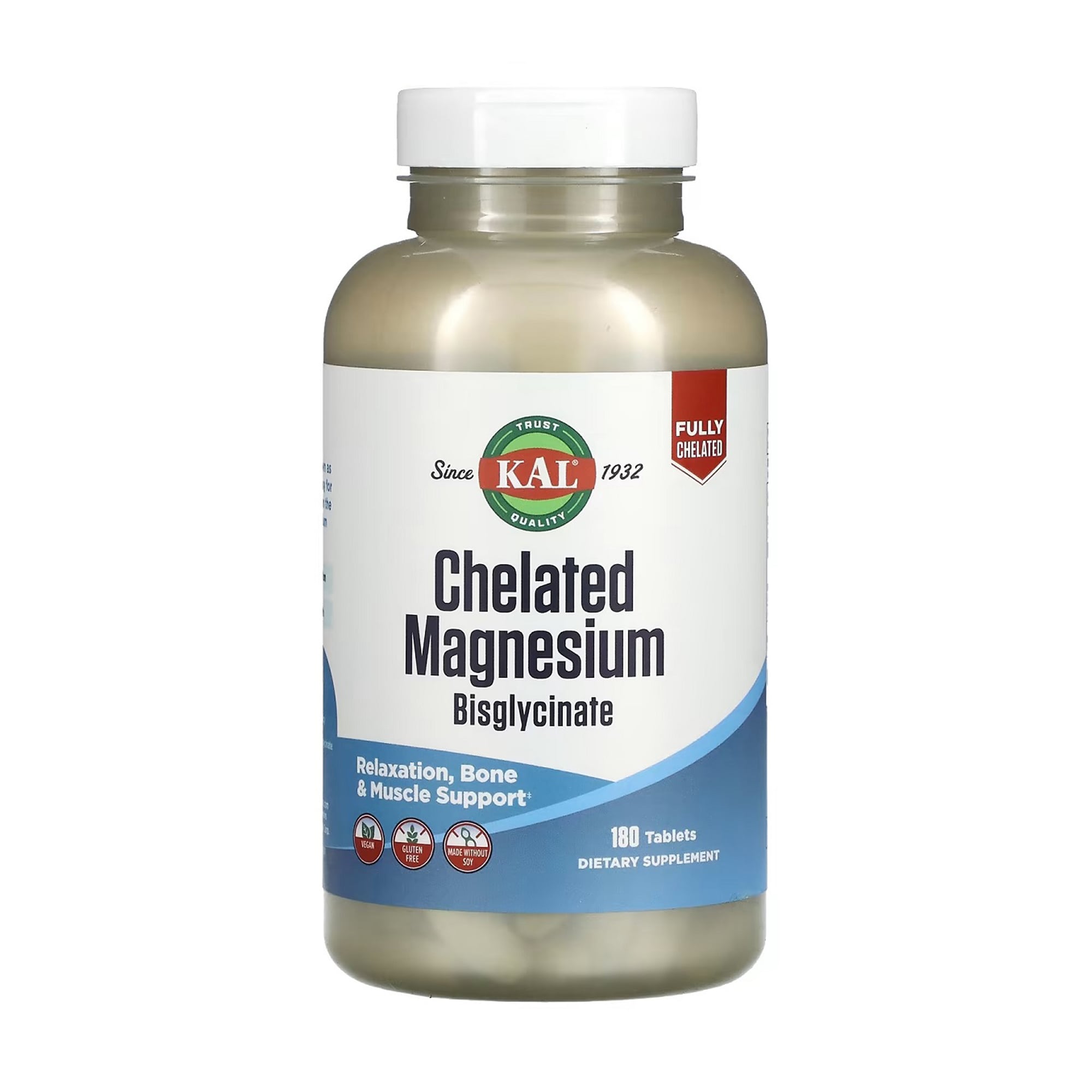 Хелатний бісглицинат магнію KAL Chelated Magnesium Bisglycinate, 180 таблеток