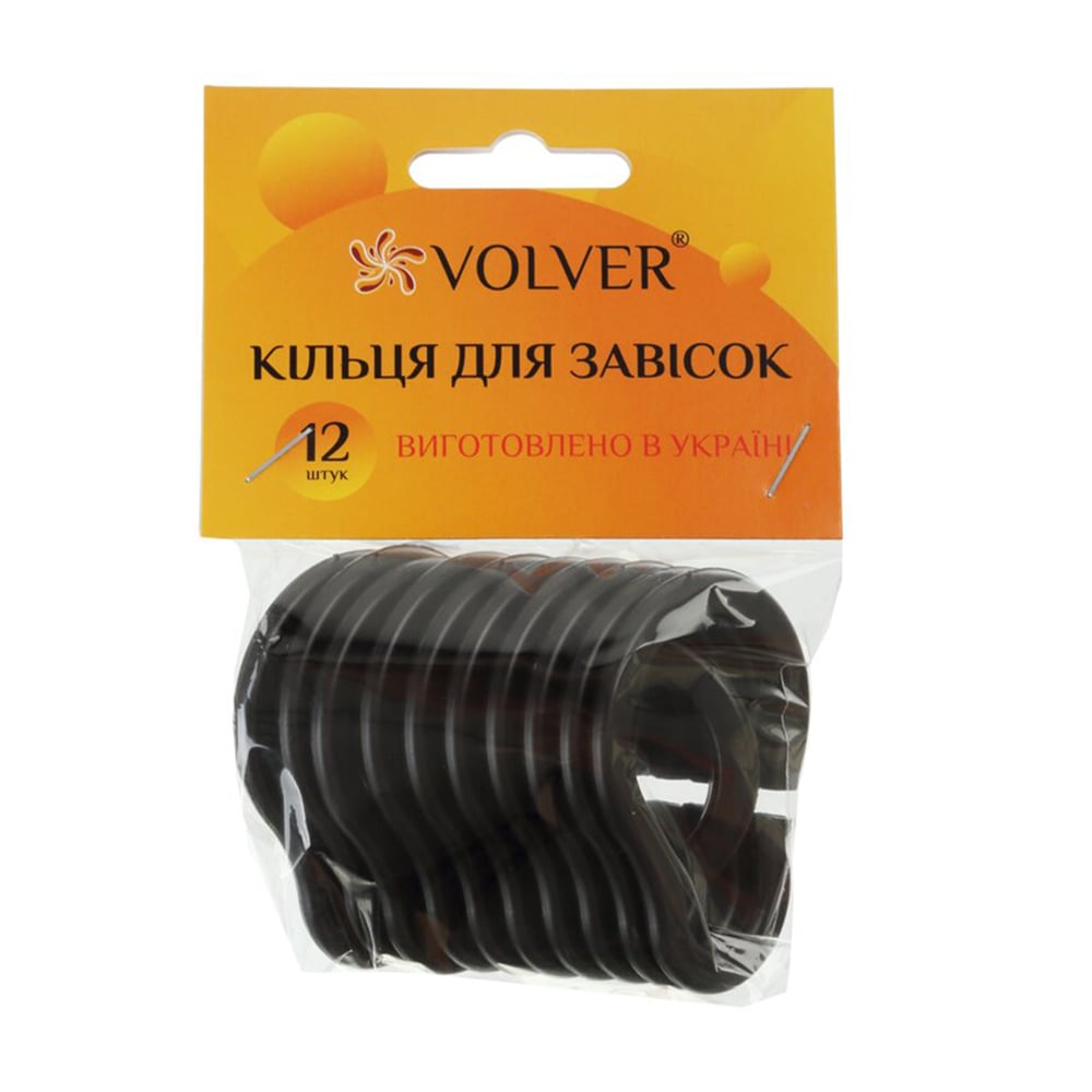 Кільця для шторок Volver, Pear, чорні, 12 шт (68130)