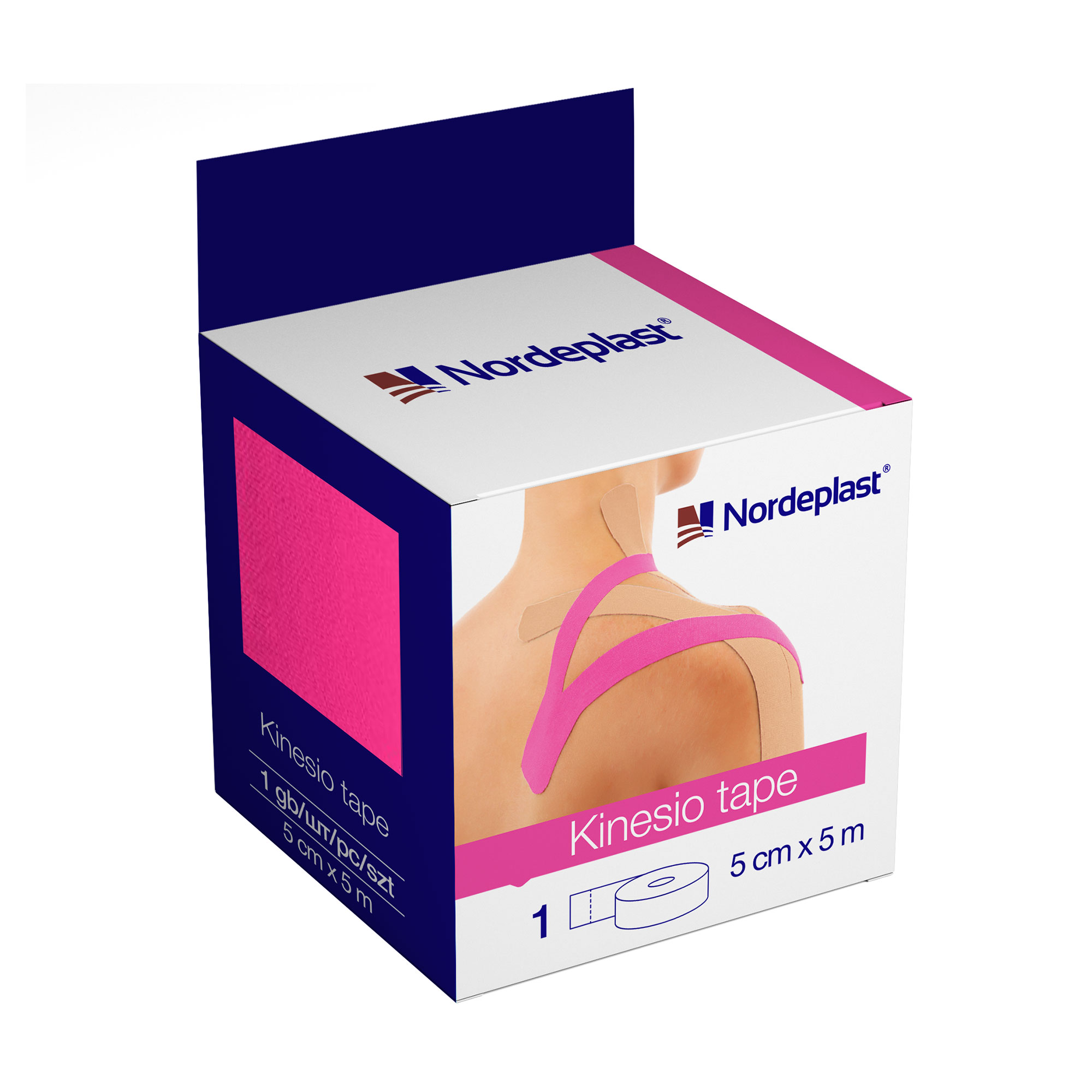 Кінезіо тейп медичний пластир Nordeplast Kinesio Tape рожевий, 5 см*5 м