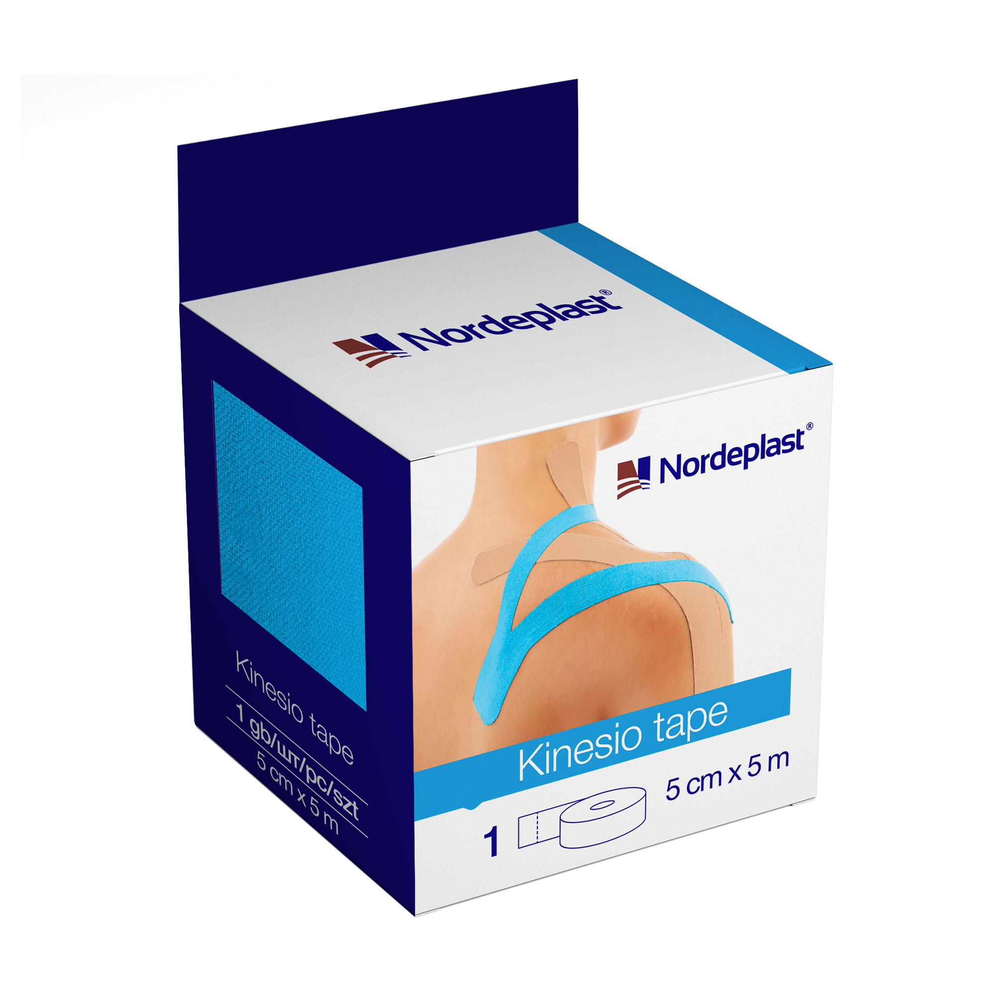 Кінезіо тейп медичний пластир Nordeplast Kinesio Tape синій, 5 см*5 м