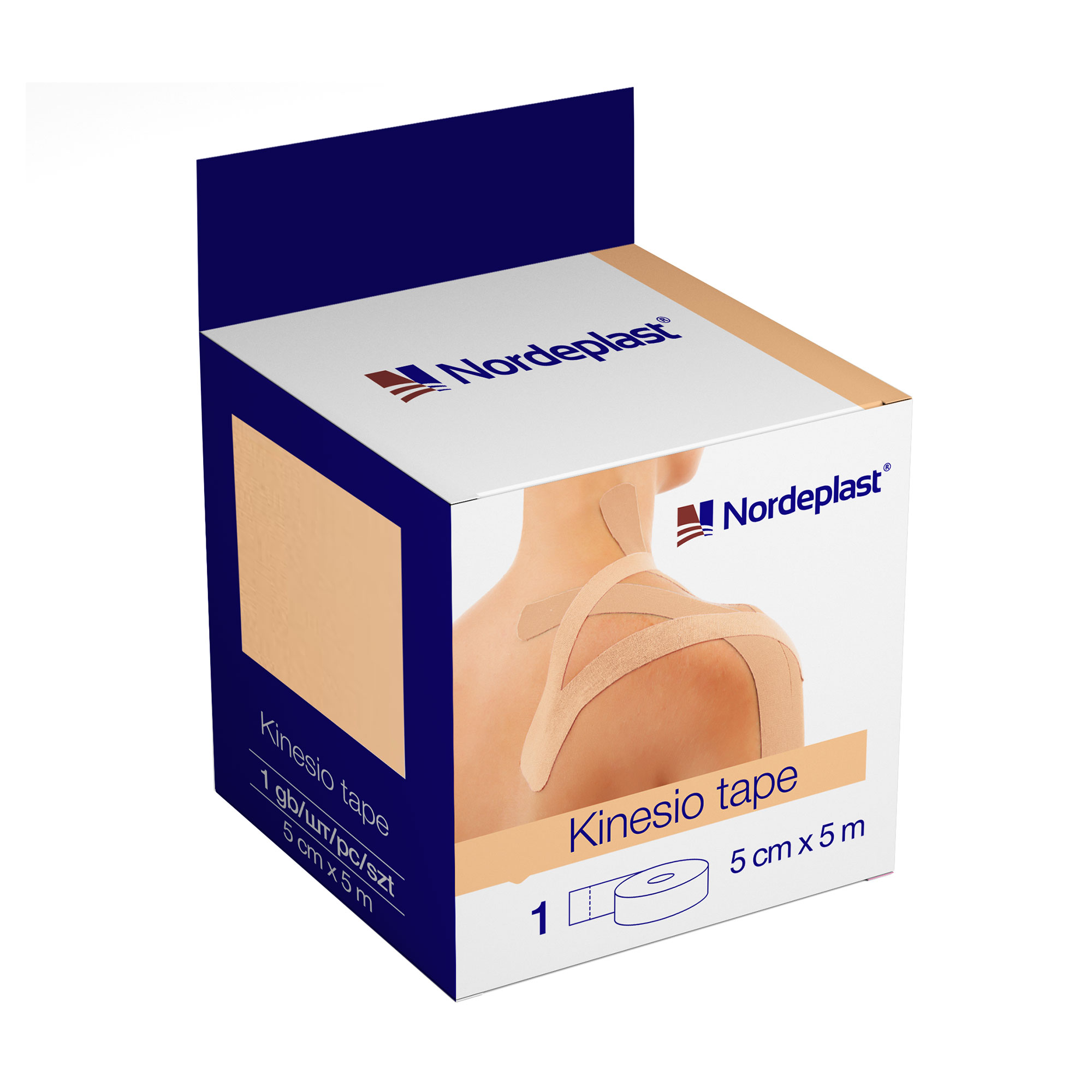 Кінезіо тейп медичний пластир Nordeplast Kinesio Tape бежевий, 5 см*5 м