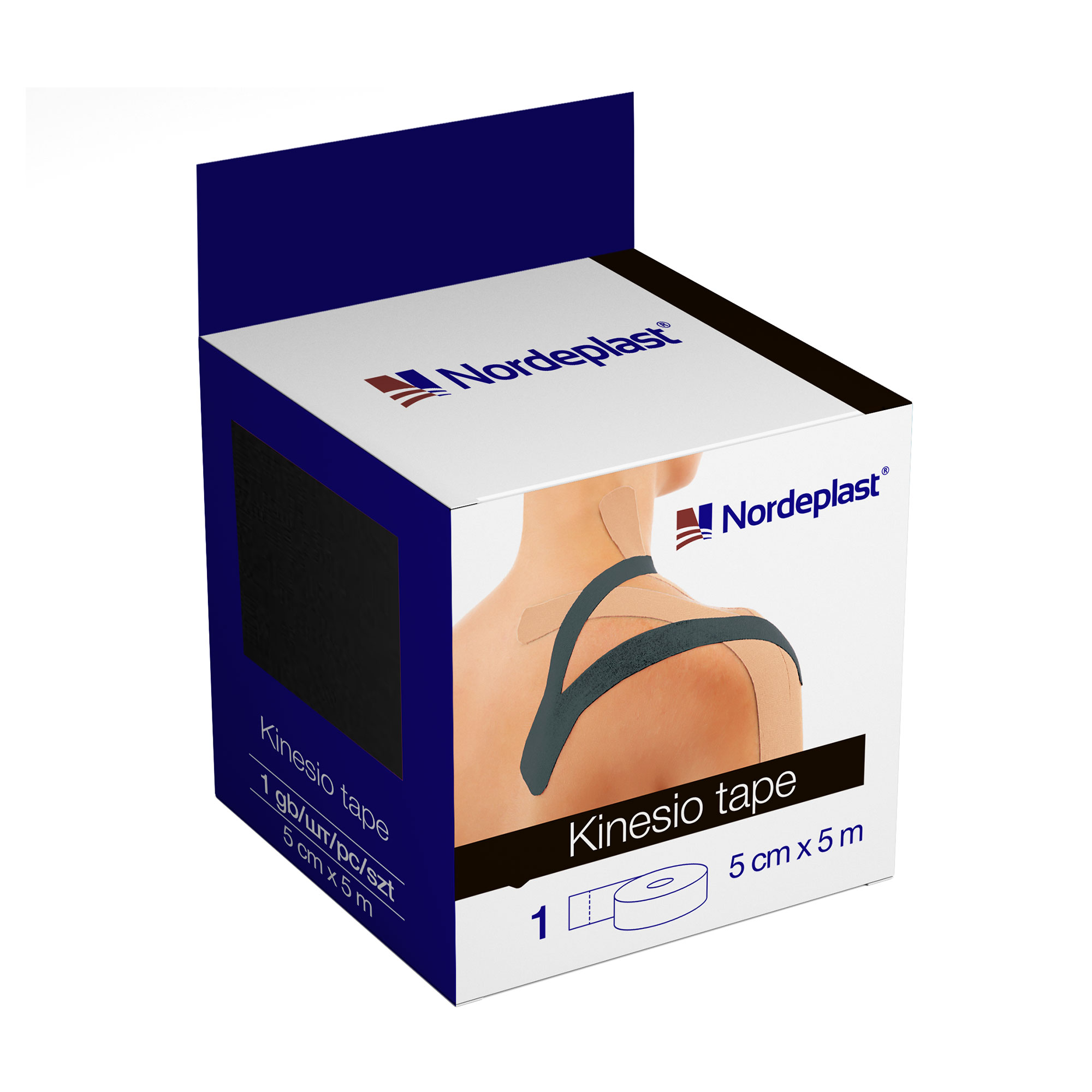 Кінезіо тейп медичний пластир Nordeplast Kinesio Tape чорний, 5 см*5 м