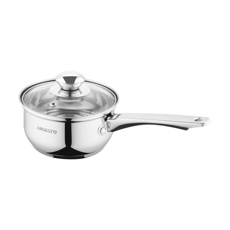 Ківш Ardesto Gemini Gourmet зі скляною кришкою, діаметр 14 см, 1 л (AR1910GSS)