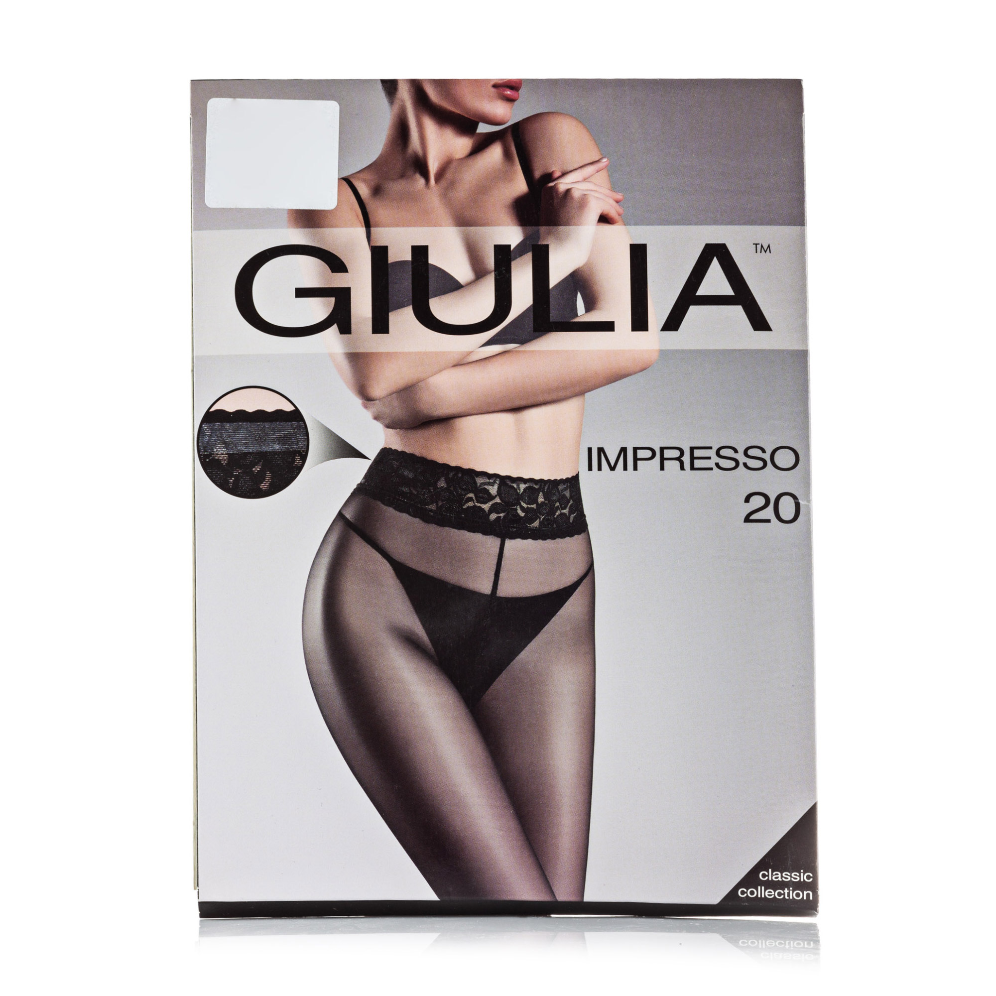 Класичні колготки жіночі Giulia Impresso з мереживним поясом, 20 DEN, Daino, розмір 2