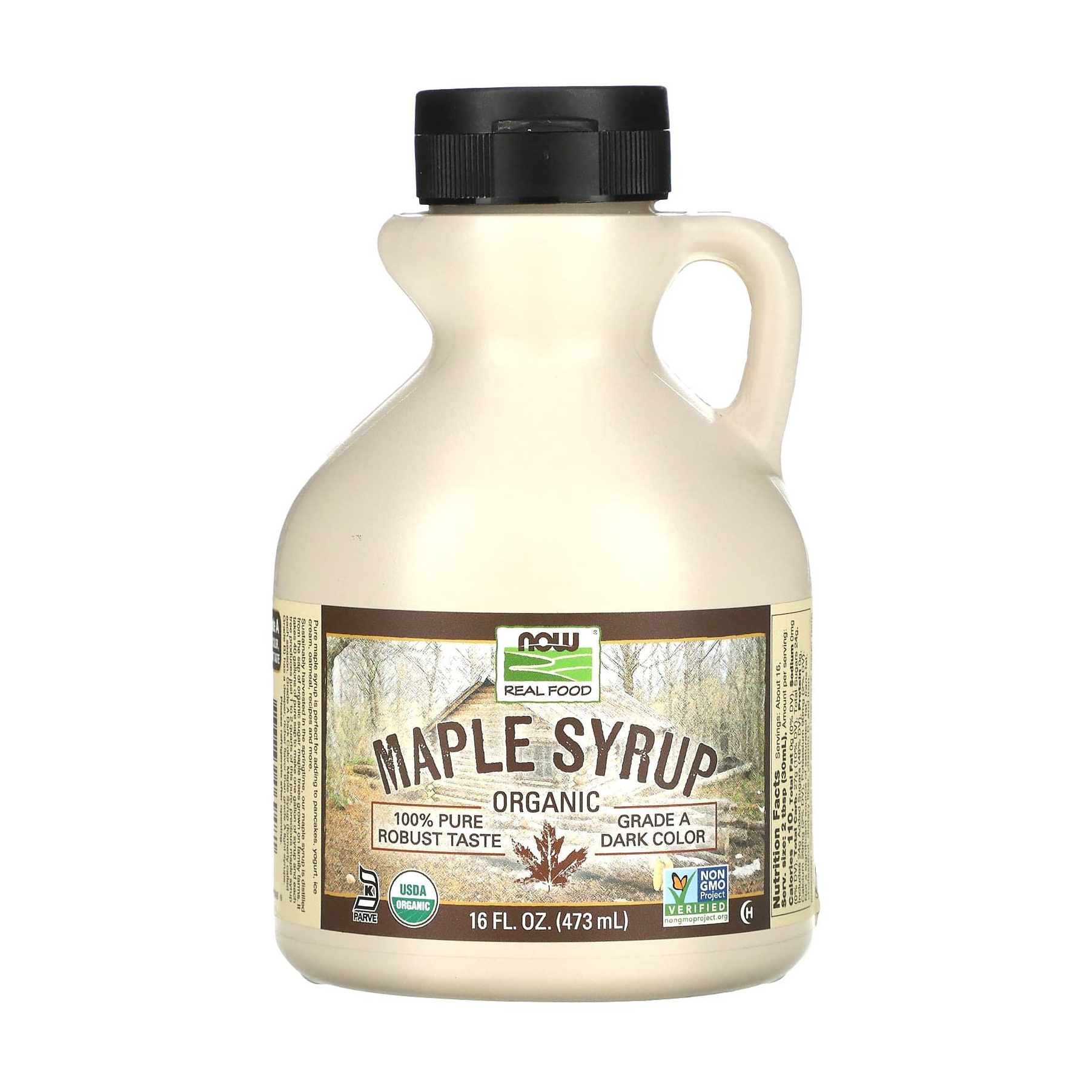 Кленовий сироп NOW foods Organic Maple Syrup клас A, темний колір, 473 мл